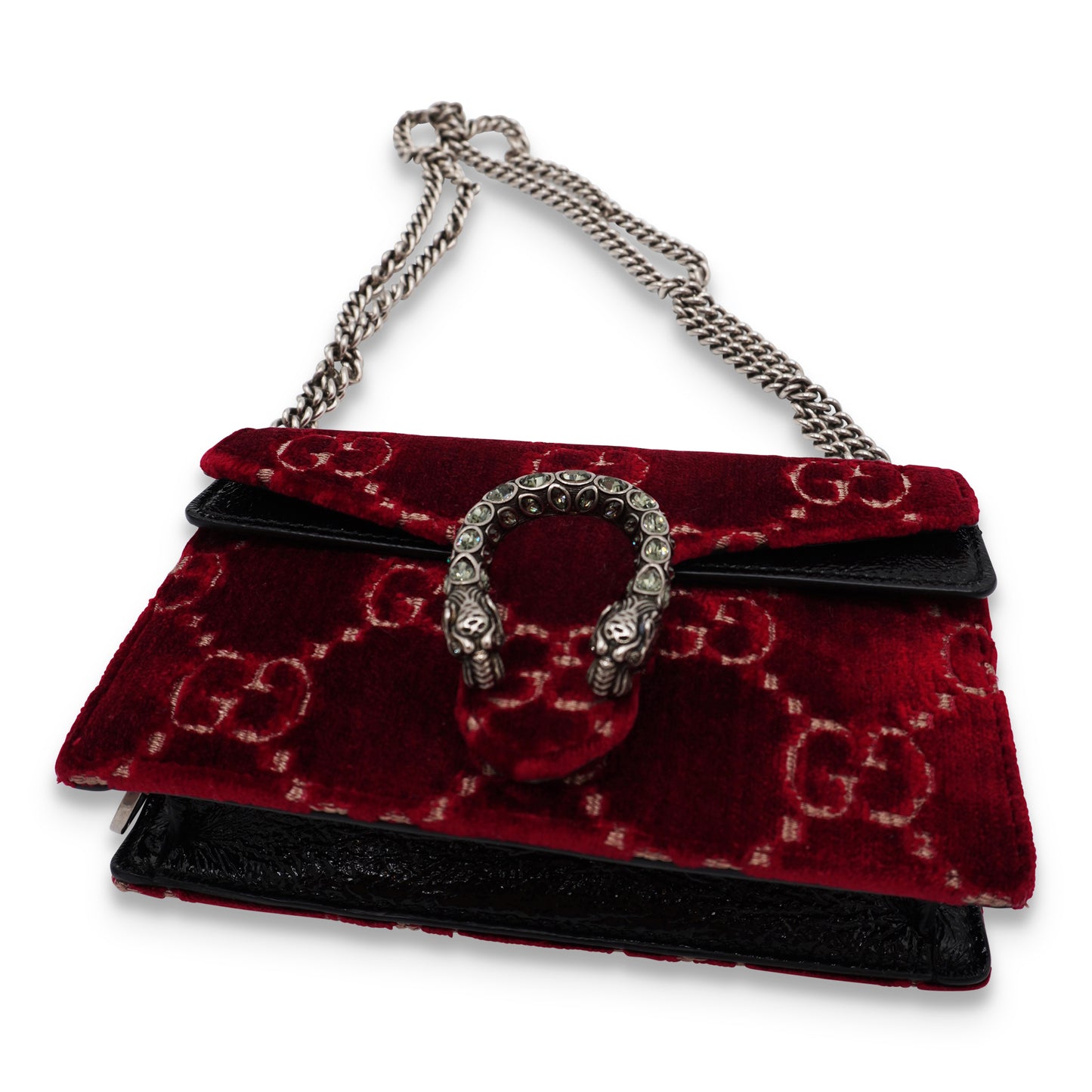 Gucci Dionysus GG Velvet Super Mini Bag in Red