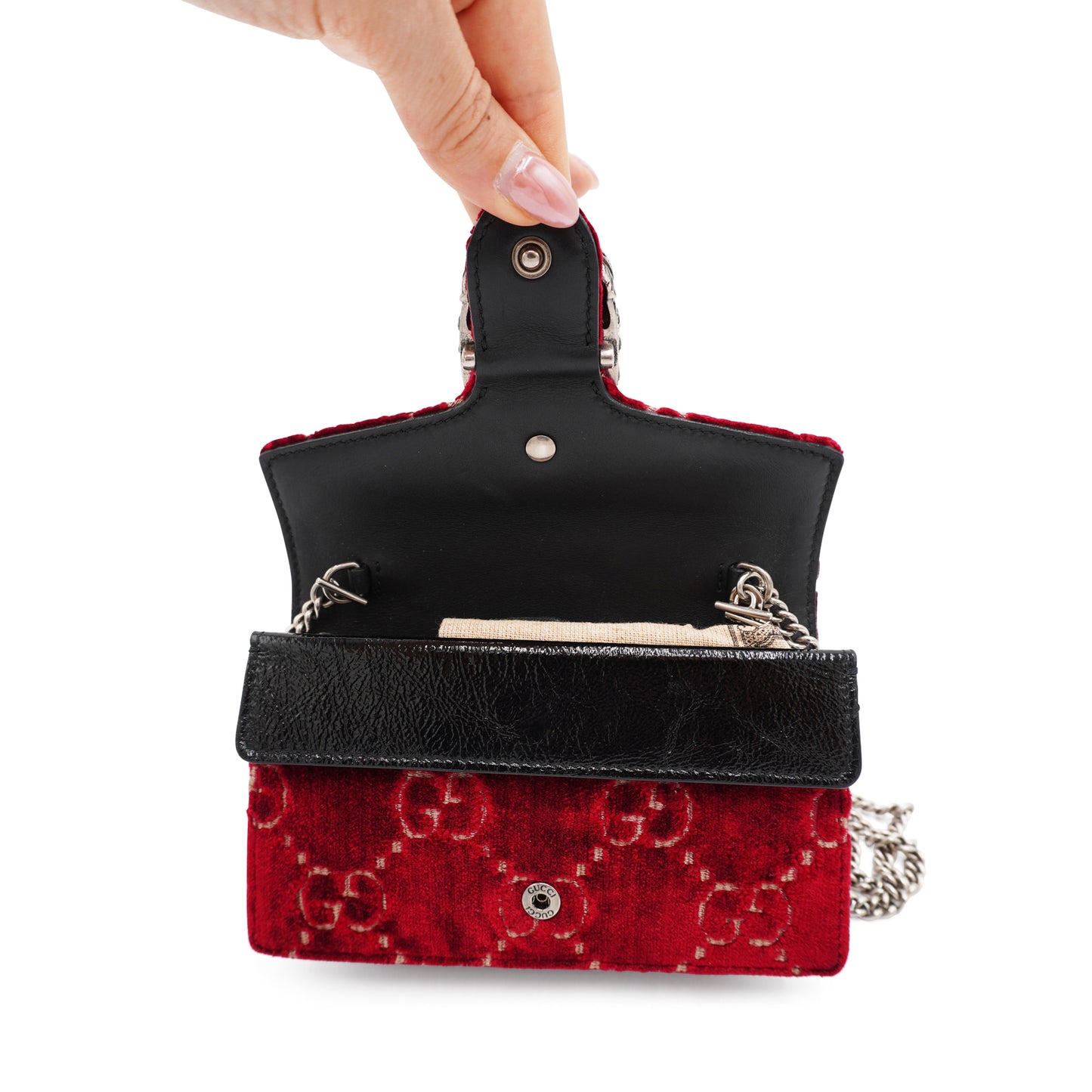 Gucci Dionysus GG Velvet Super Mini Bag in Red