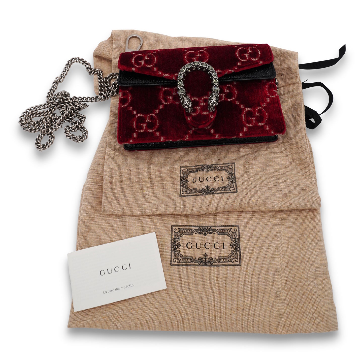 Gucci Dionysus GG Velvet Super Mini Bag in Red