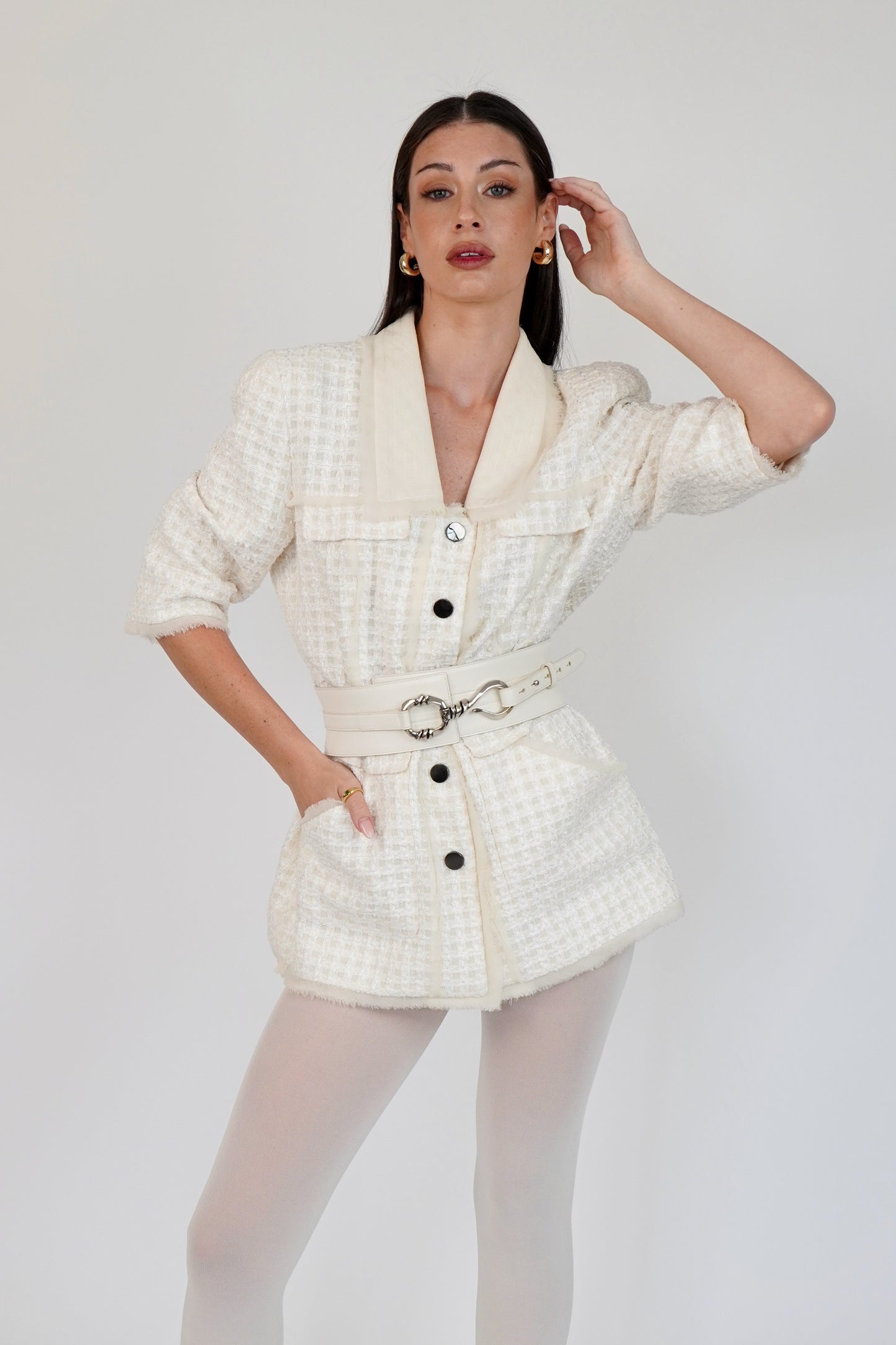 Oscar de la Renta Resort Ivory Tweed Jacket