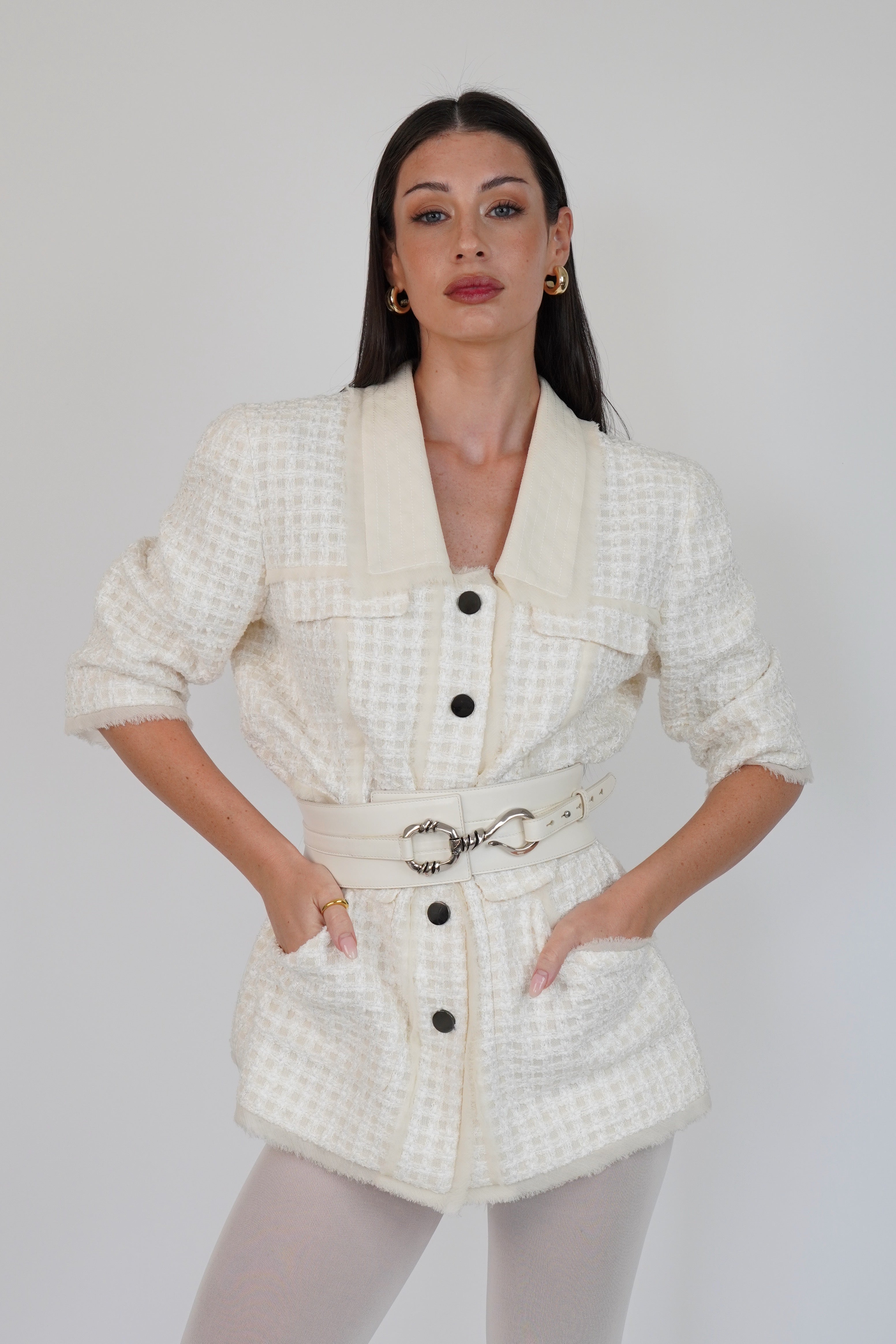 Oscar de la Renta Resort Ivory Tweed Jacket