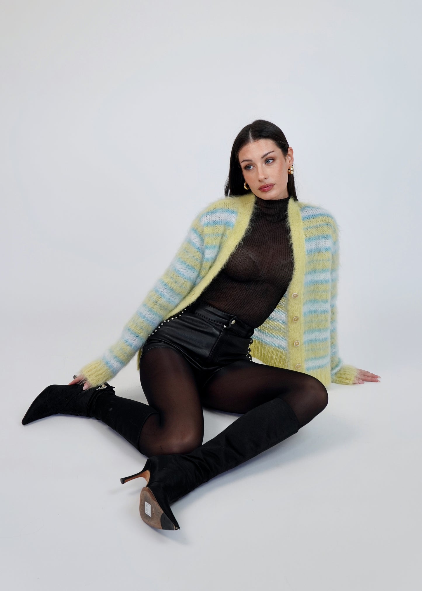 Marni Brushed Mohair-Blend Striped Cardigan