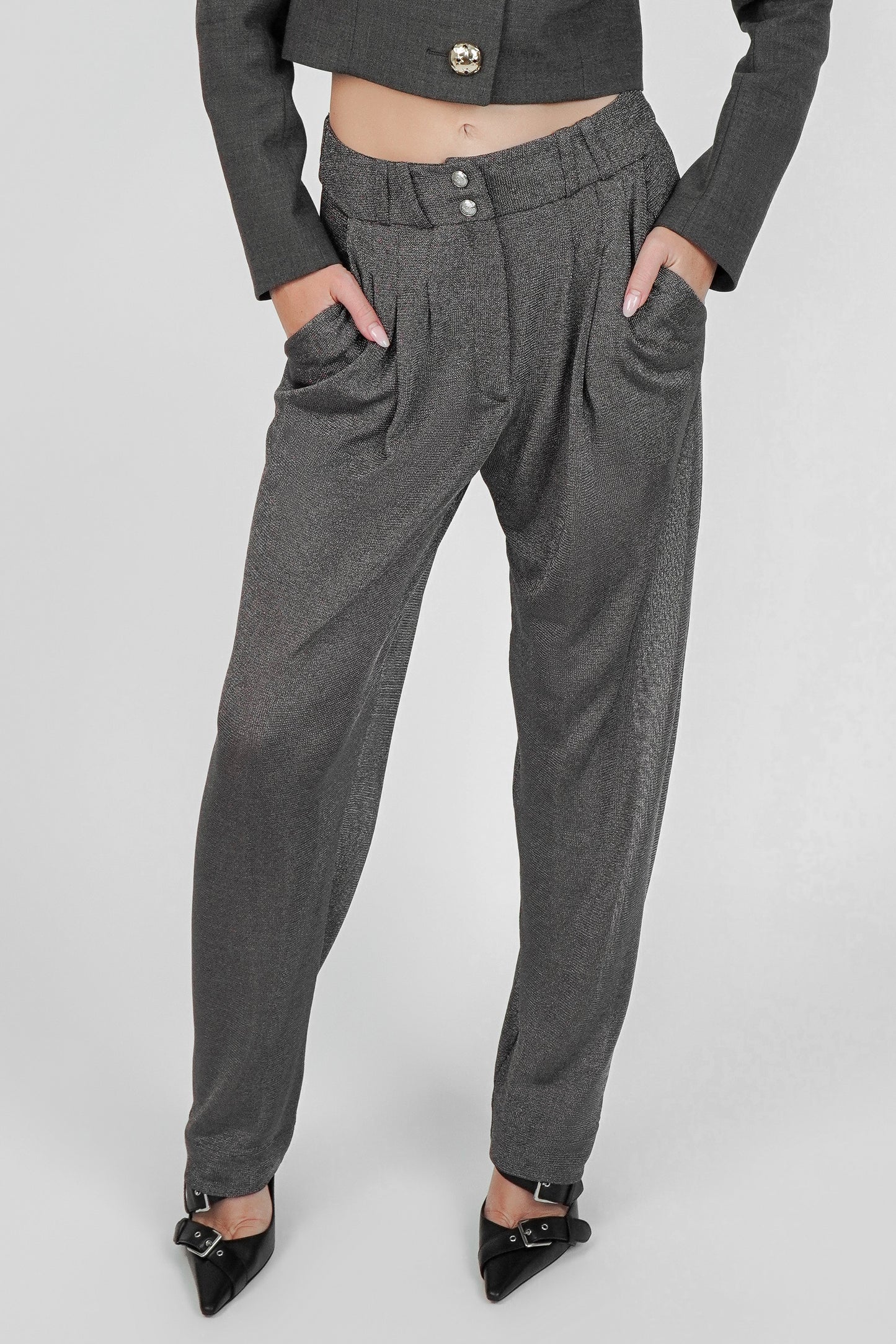 Balmain Sheer Metallic Knit Pants with Tags