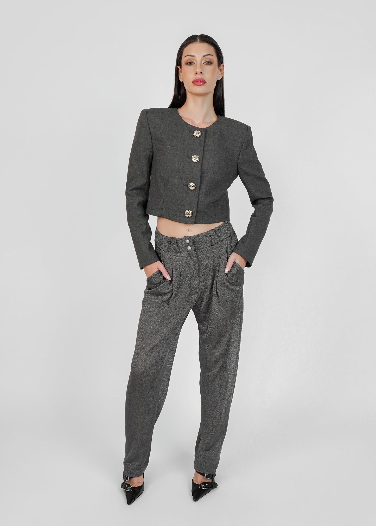 Balmain Sheer Metallic Knit Pants with Tags