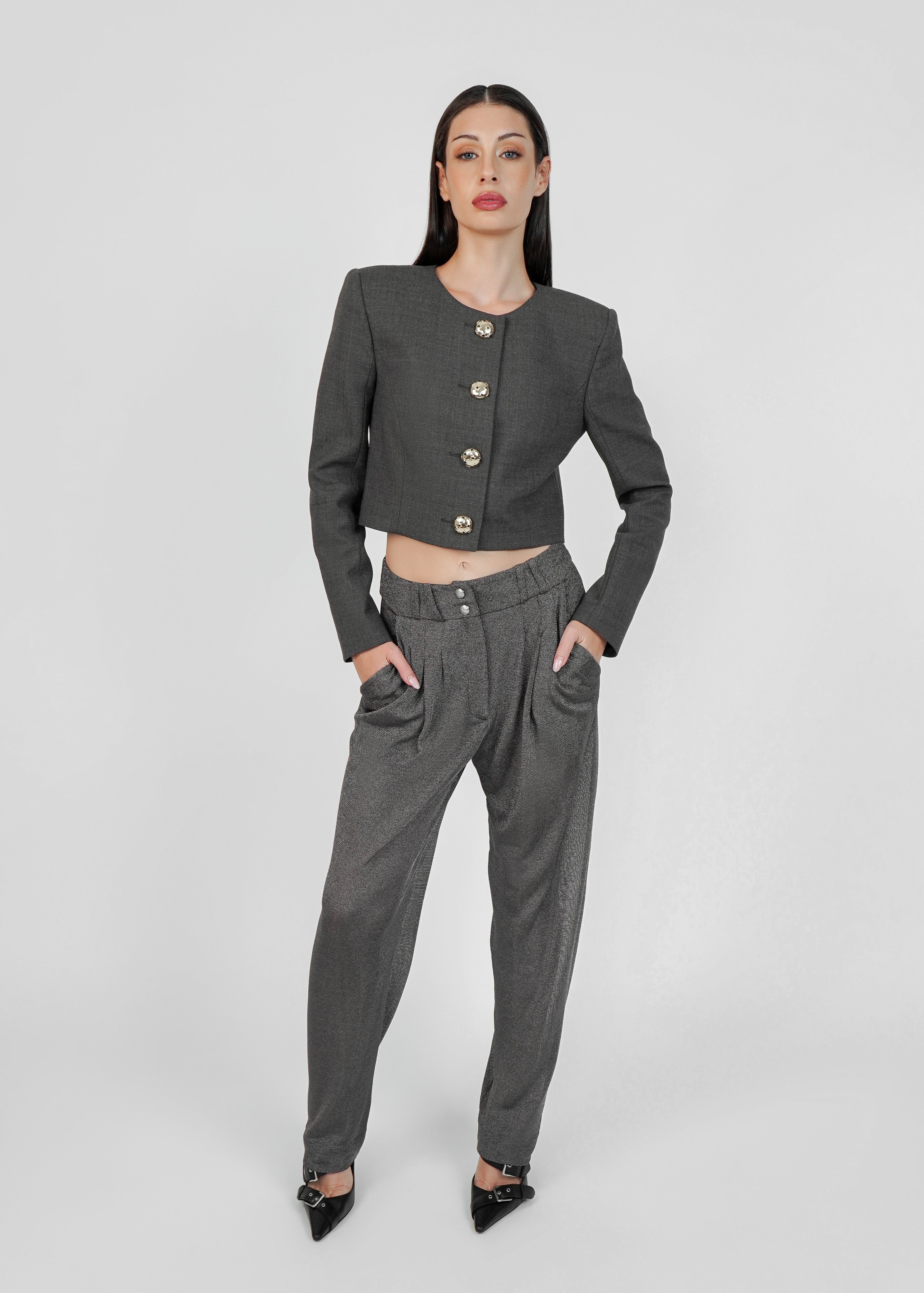 Balmain Sheer Metallic Knit Pants with Tags