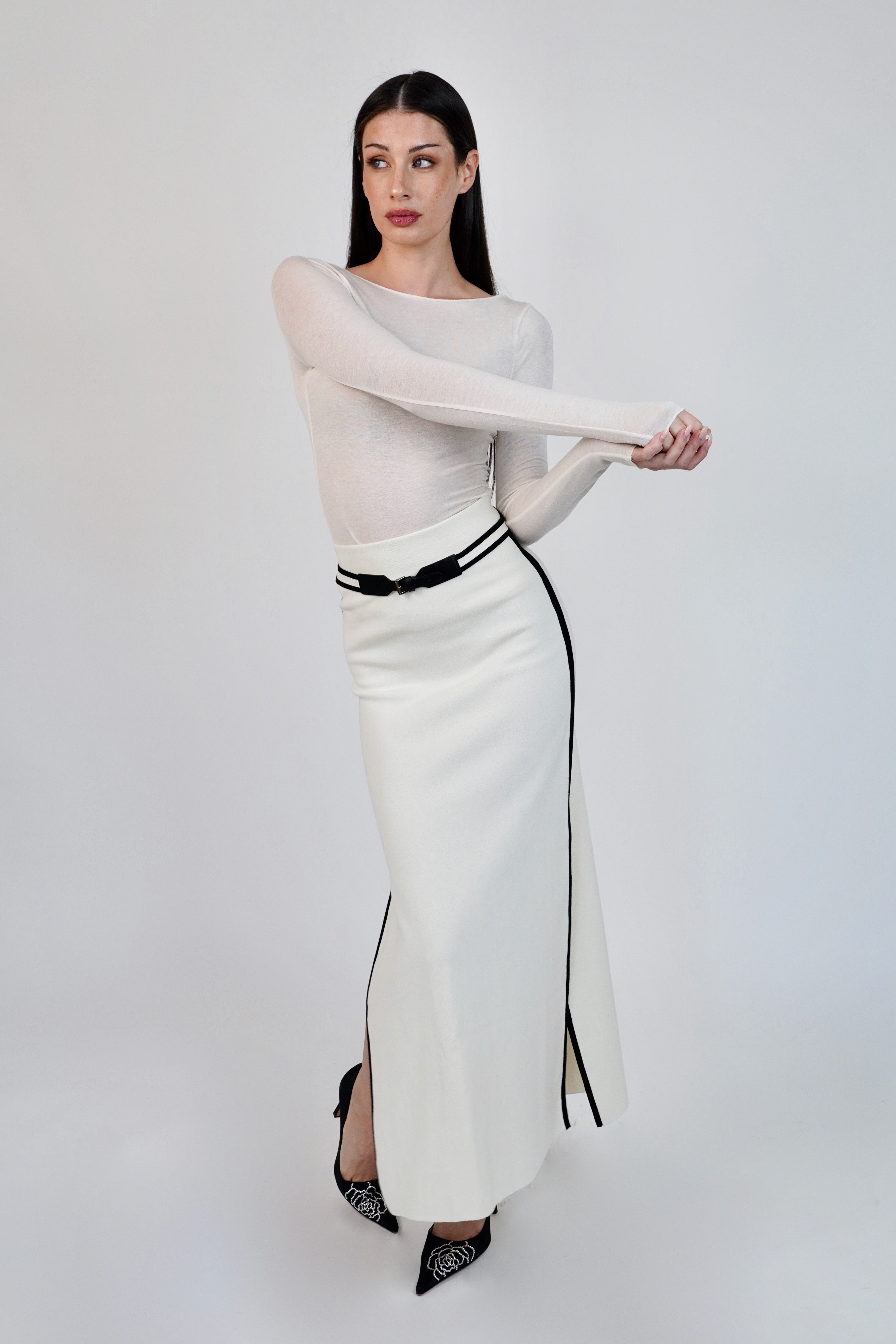 Max Mara Ora Belted Cotton-Blend Midi Skirt