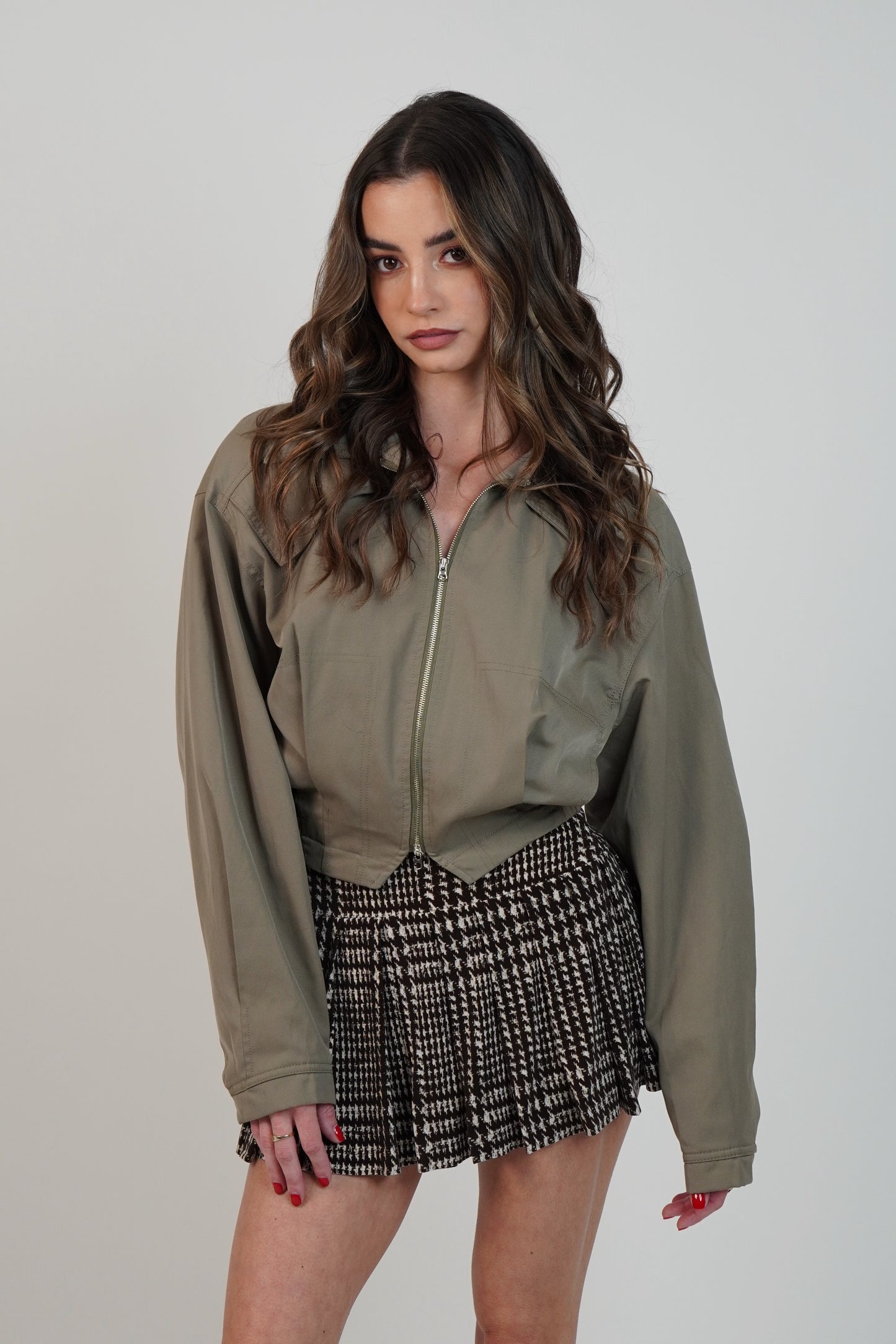 Norma Kamali Plaid Print Mini Skirt