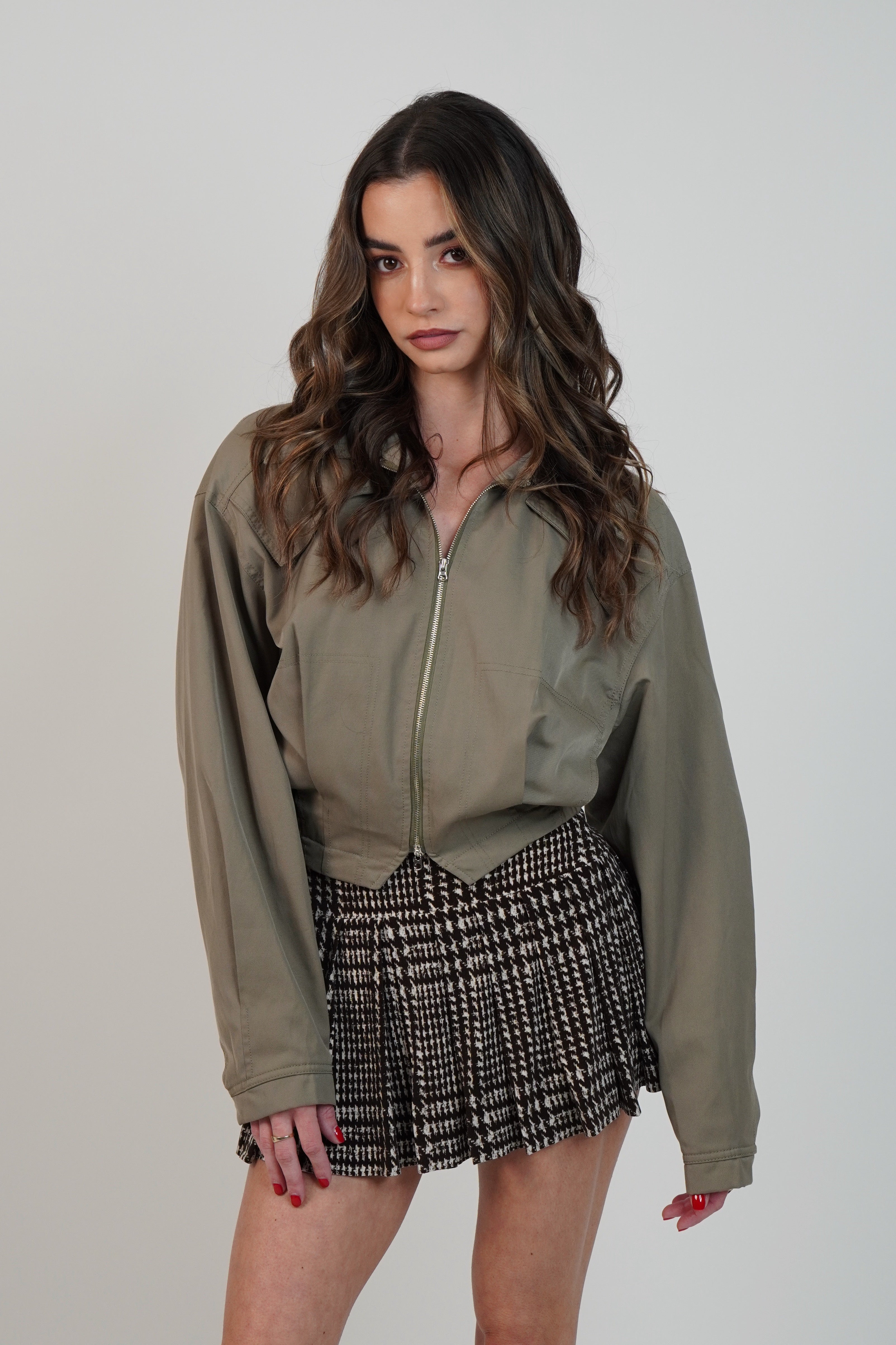 Norma Kamali Plaid Print Mini Skirt
