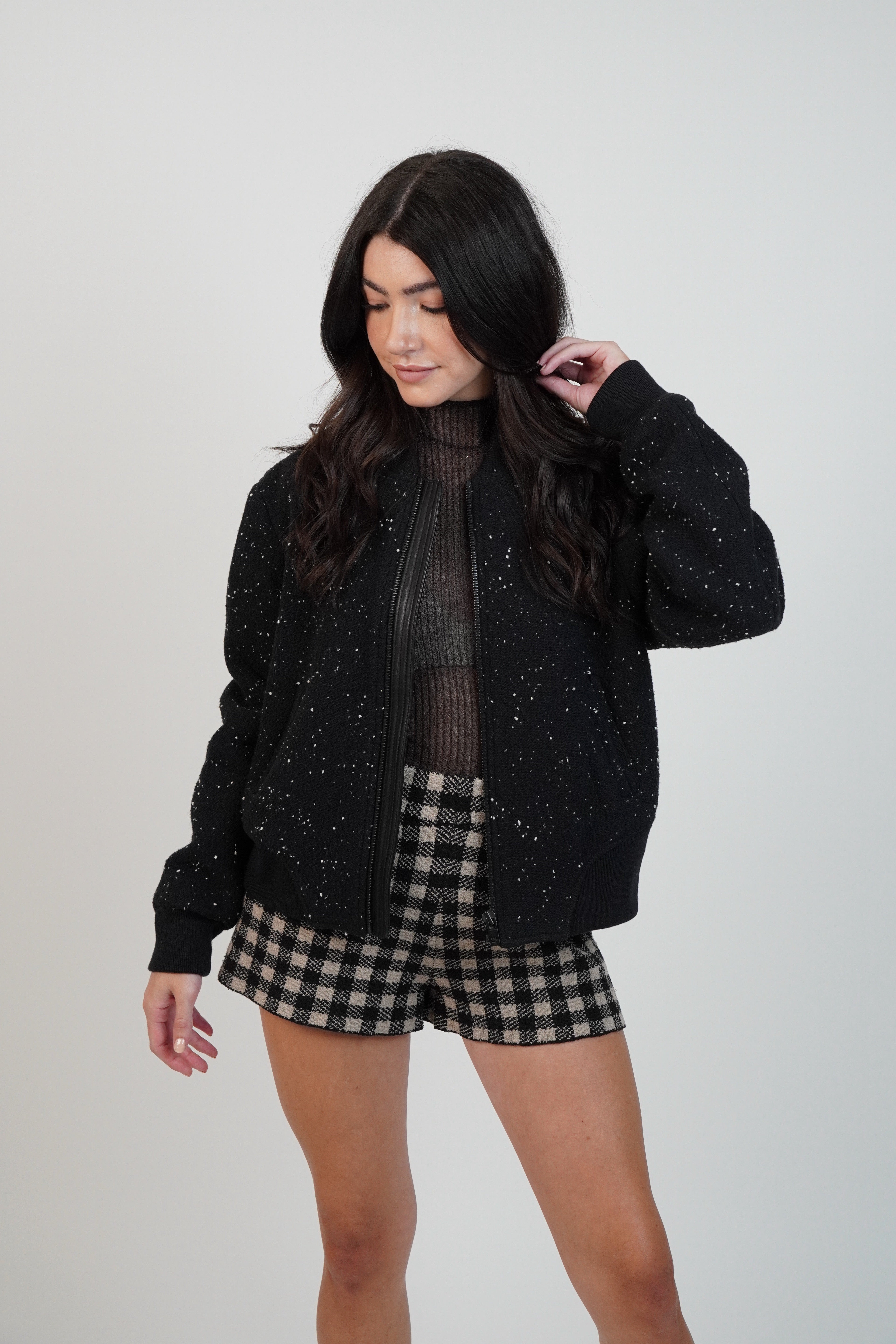 Altuzarra Gingham Bouclé Knit Pull-On Shorts