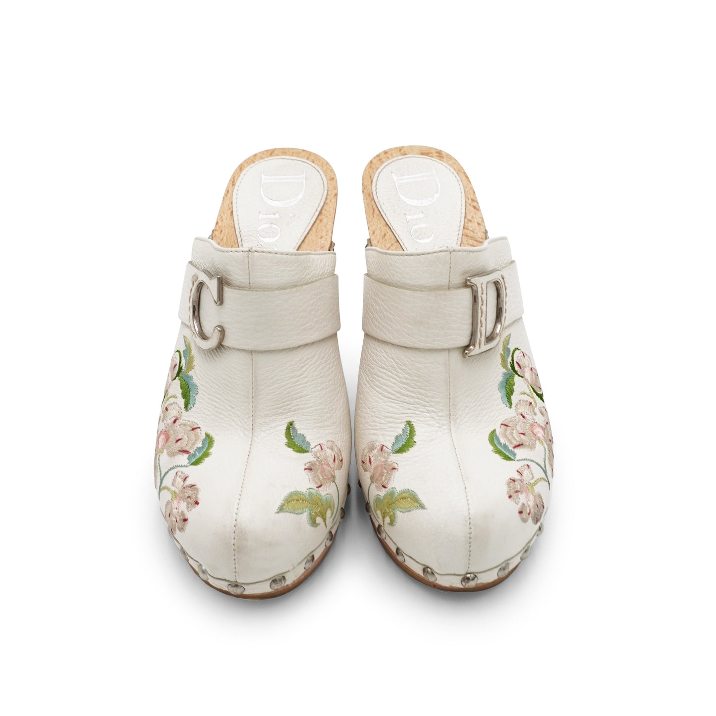 Vintage Dior by Galliano Embroidered Leather Clogs