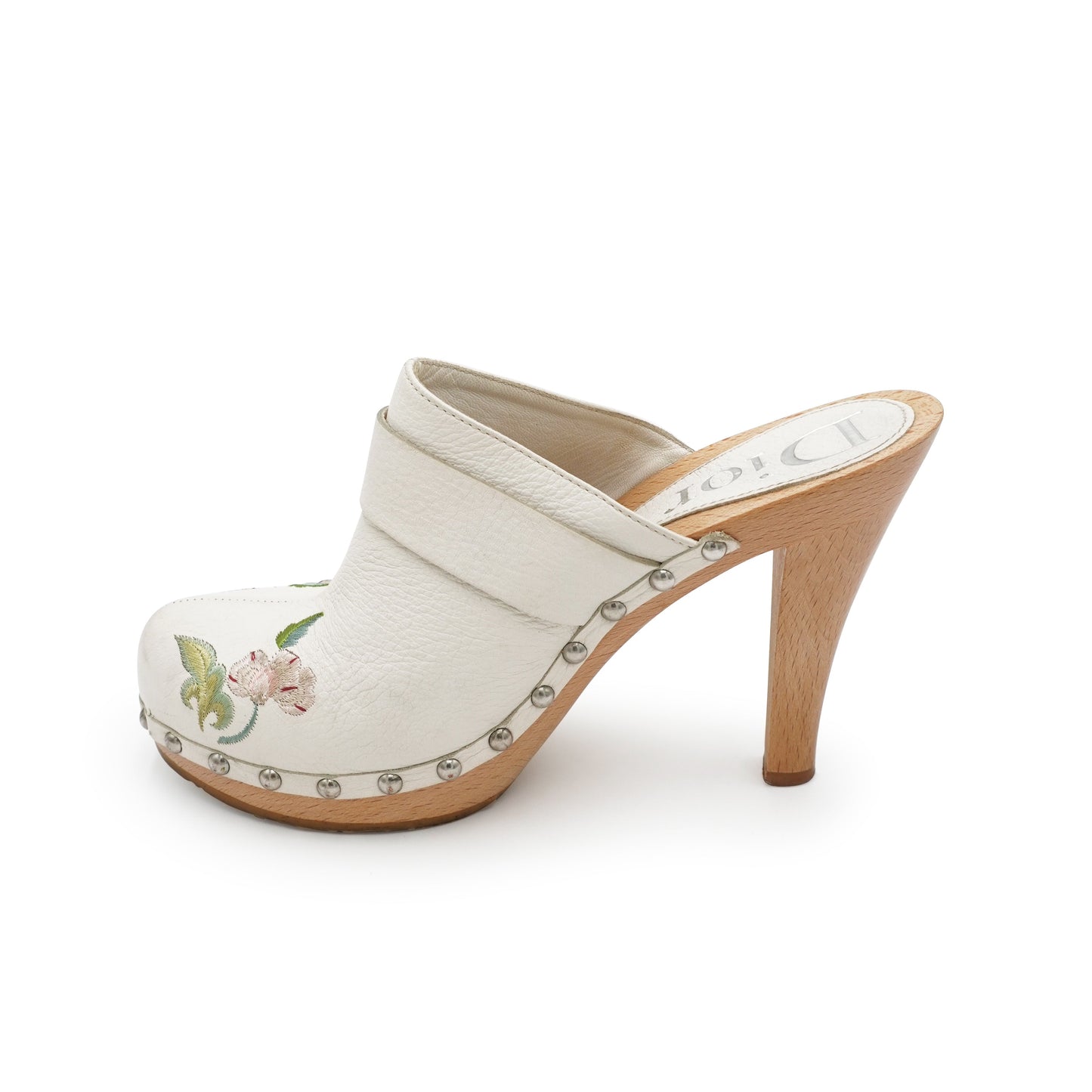 Vintage Dior by Galliano Embroidered Leather Clogs