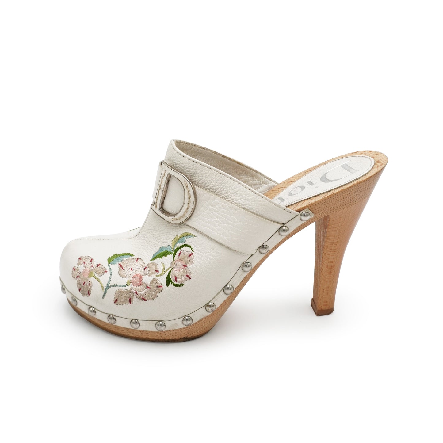 Vintage Dior by Galliano Embroidered Leather Clogs