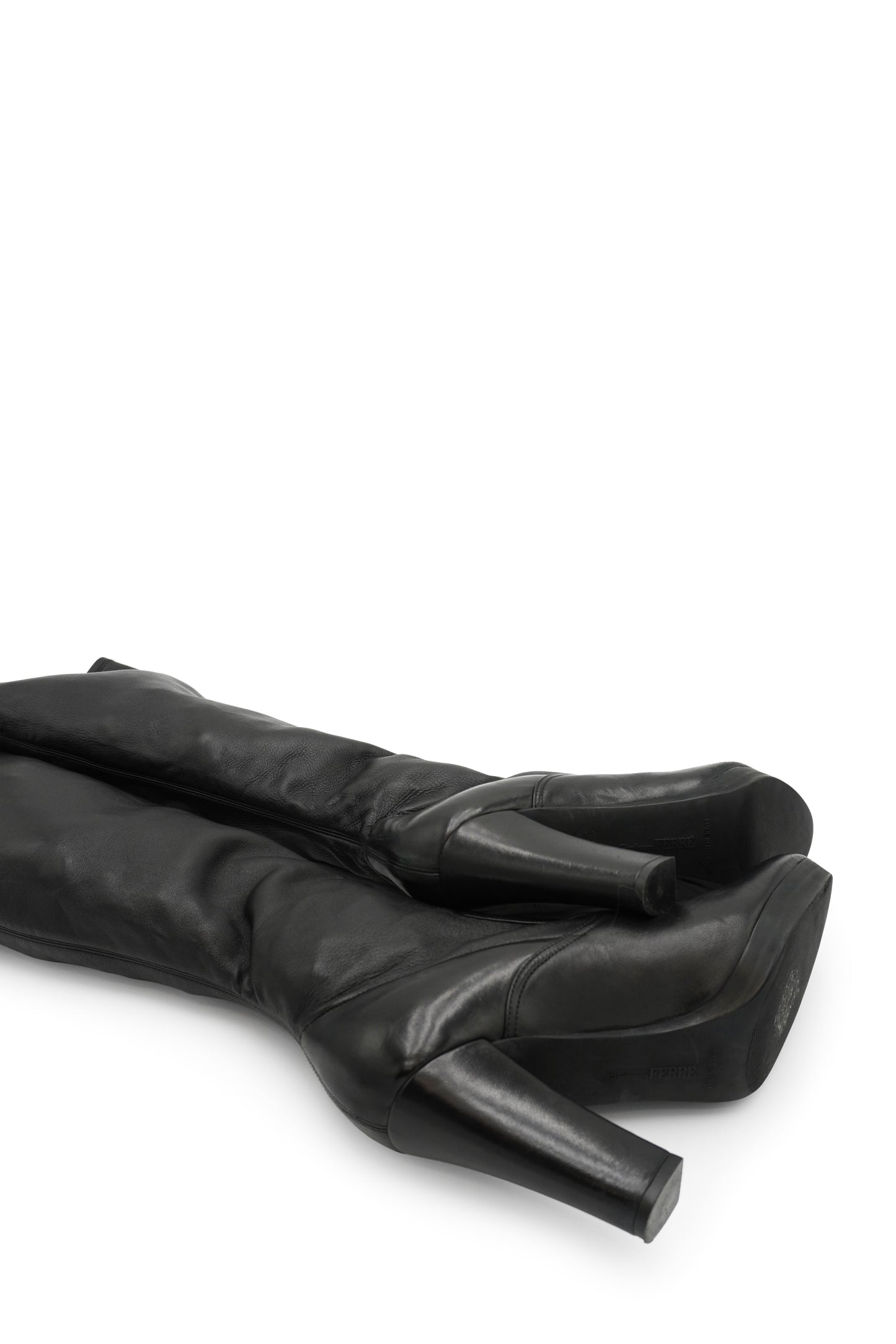Gianfranco Ferré Black Leather Knee-High Boots