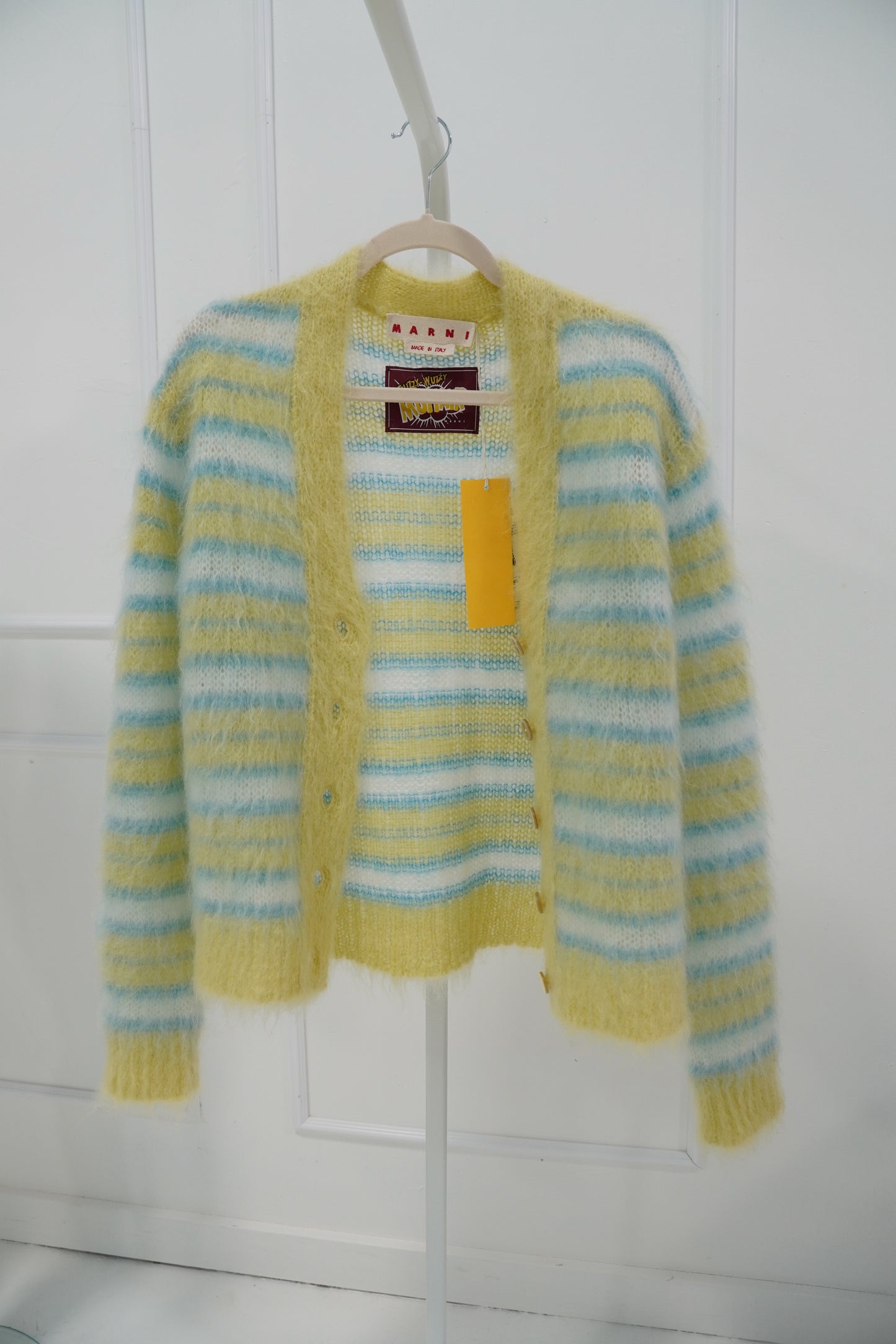 Marni Brushed Mohair-Blend Striped Cardigan