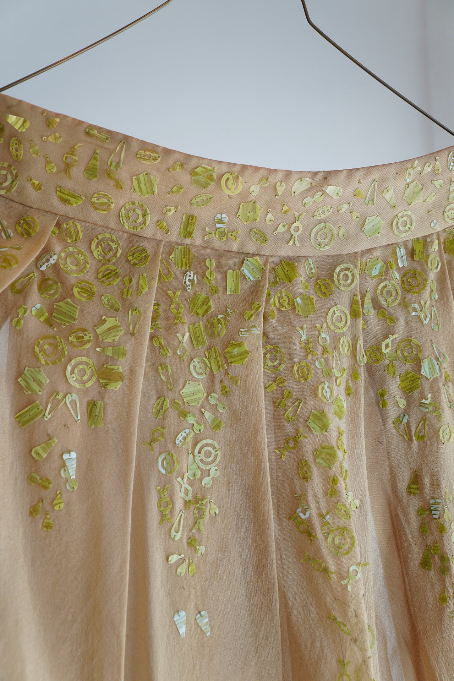 Romeo Gigli Embellished Pleated Silk Skirt
