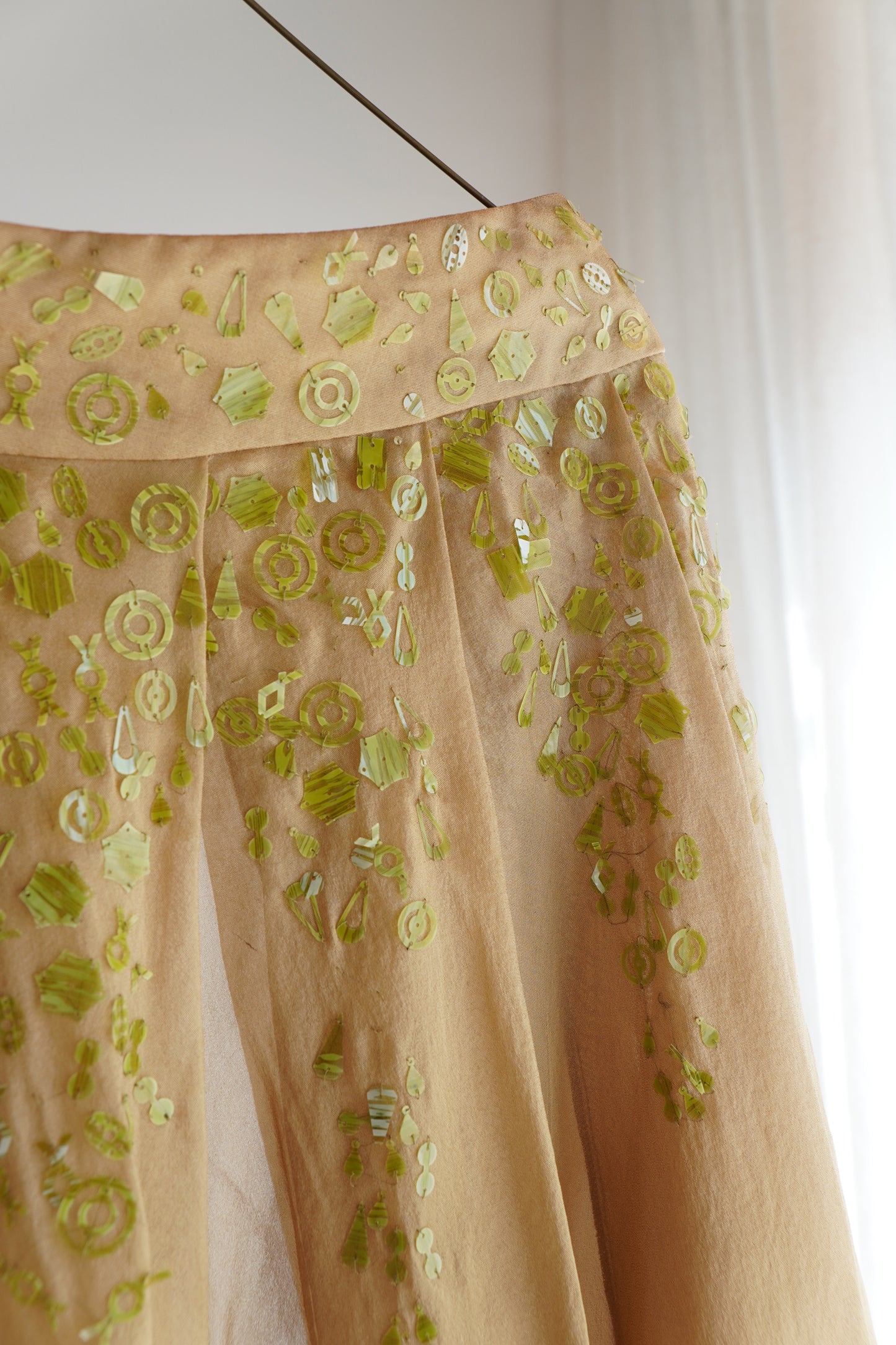 Romeo Gigli Embellished Pleated Silk Skirt