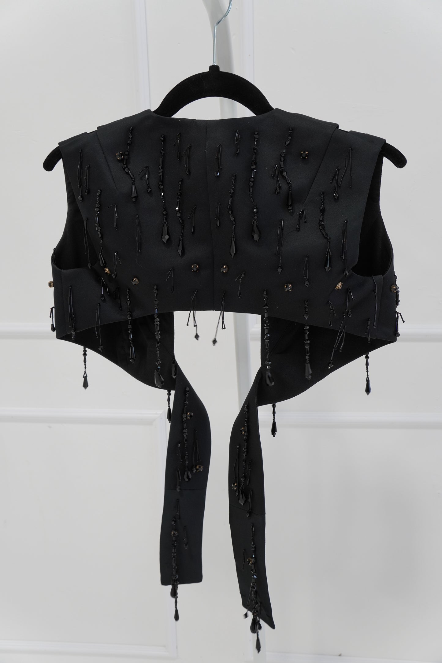 Emilia Wickstead 'Tara' Cropped Bead-embellished Cutout Top