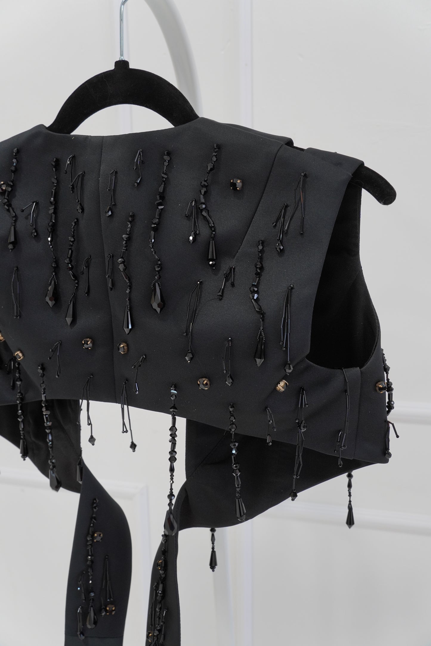 Emilia Wickstead 'Tara' Cropped Bead-embellished Cutout Top