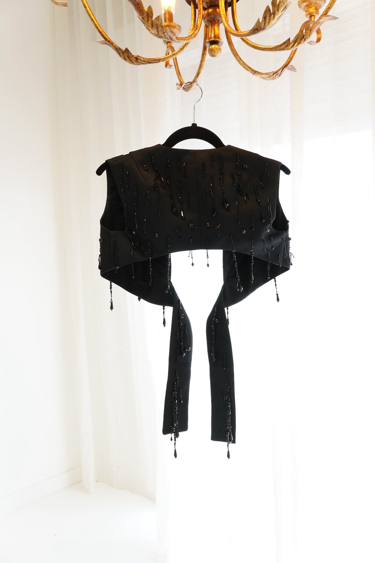 Emilia Wickstead 'Tara' Cropped Bead-embellished Cutout Top