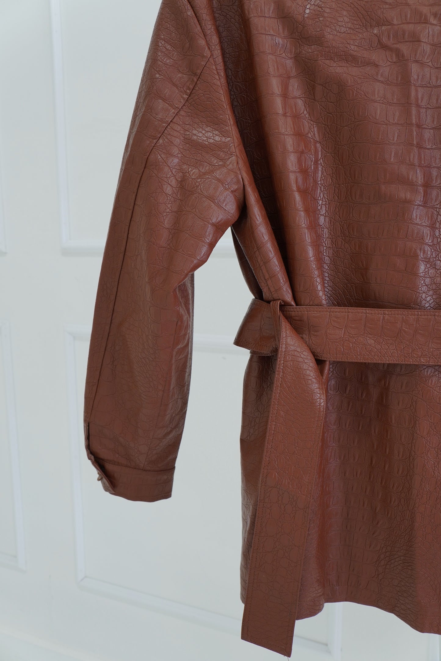 Andamane Faux Leather Belted Jacket