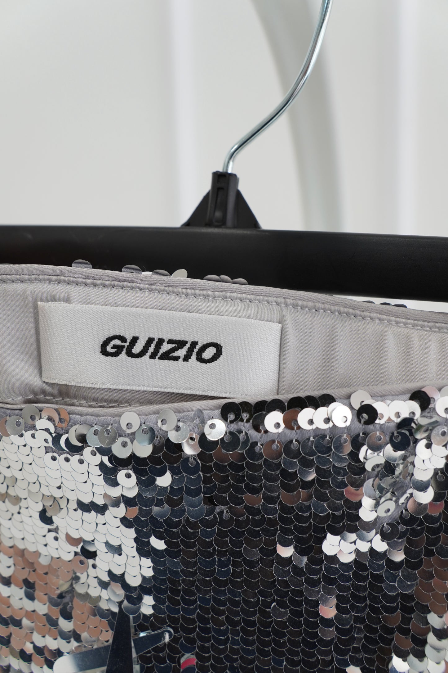 Danielle Guizio Silver Sequin Midi Skirt