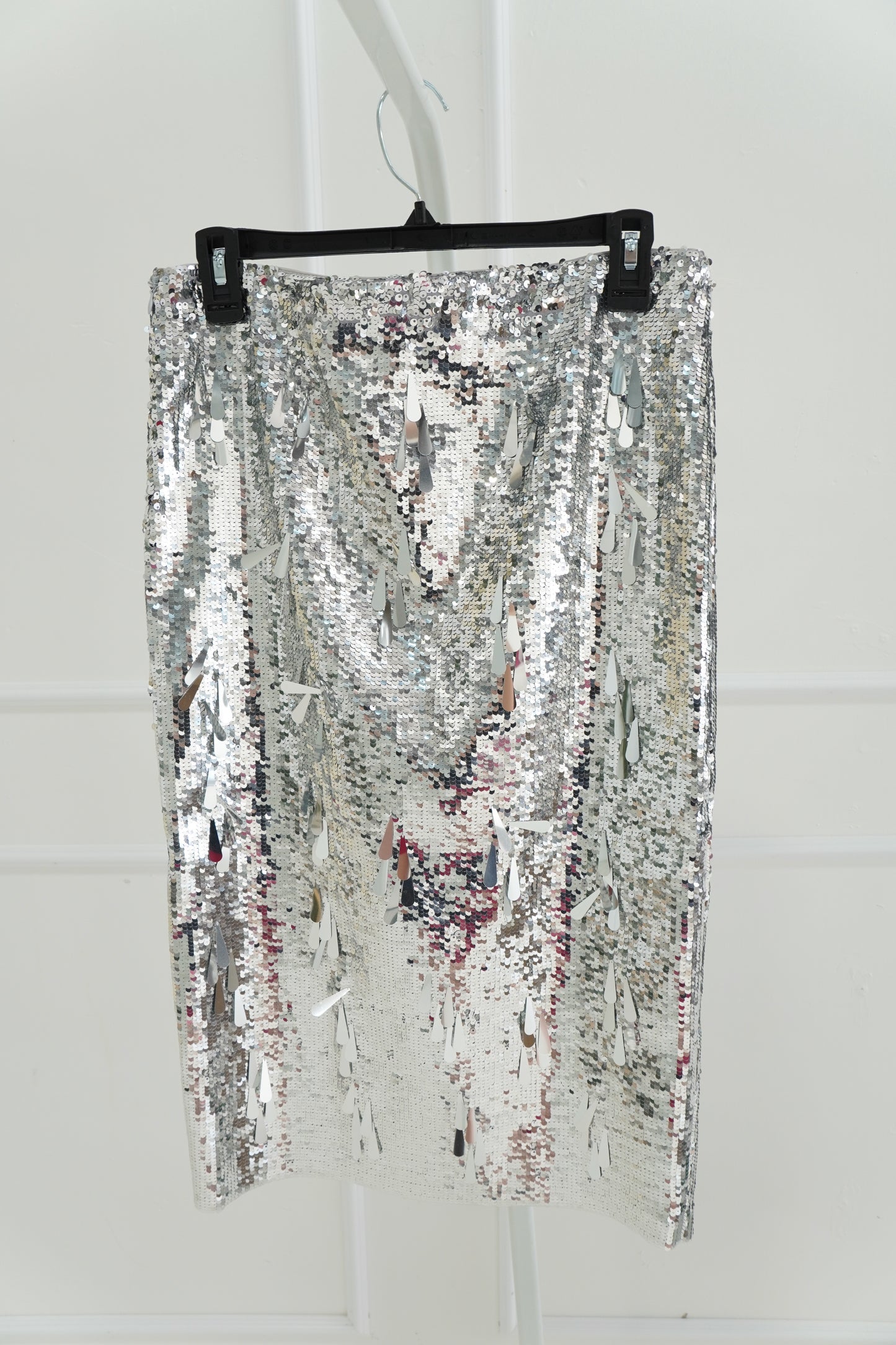Danielle Guizio Silver Sequin Midi Skirt