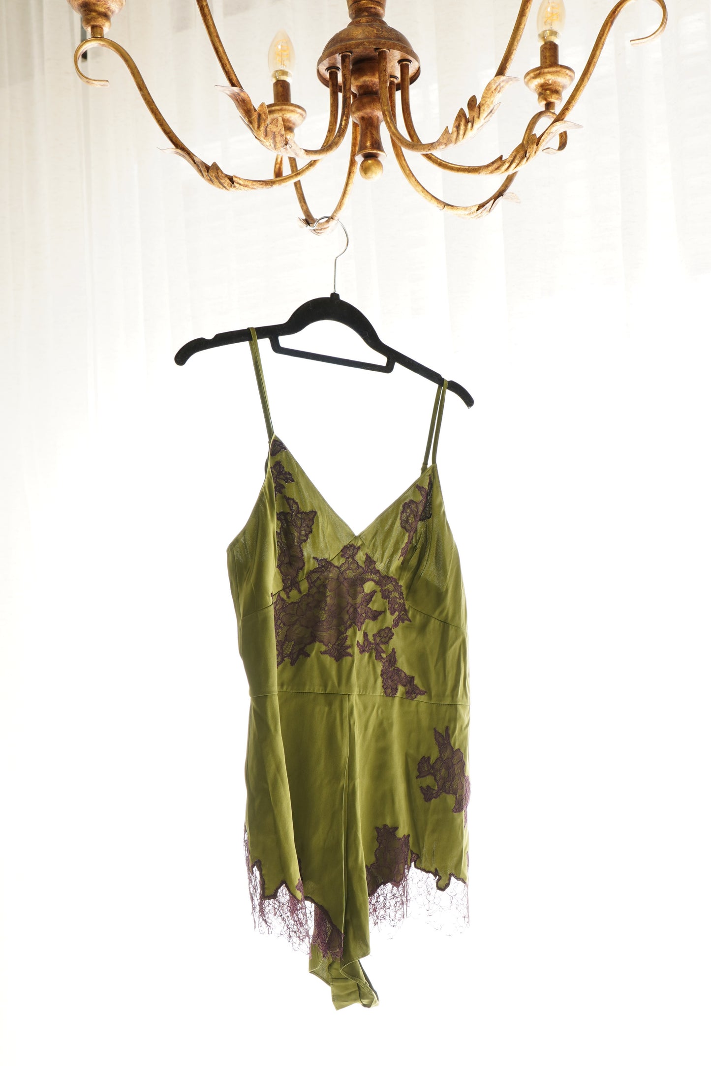 Agent Provocateur Christi Teddy in Green Silk Satin