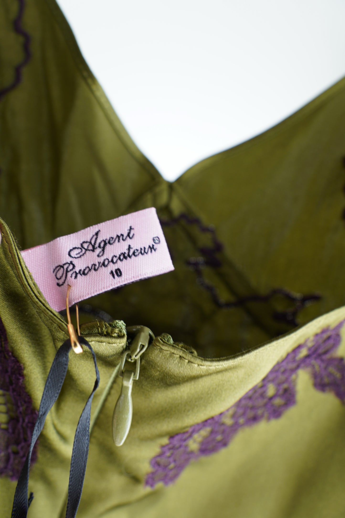 Agent Provocateur Christi Teddy in Green Silk Satin