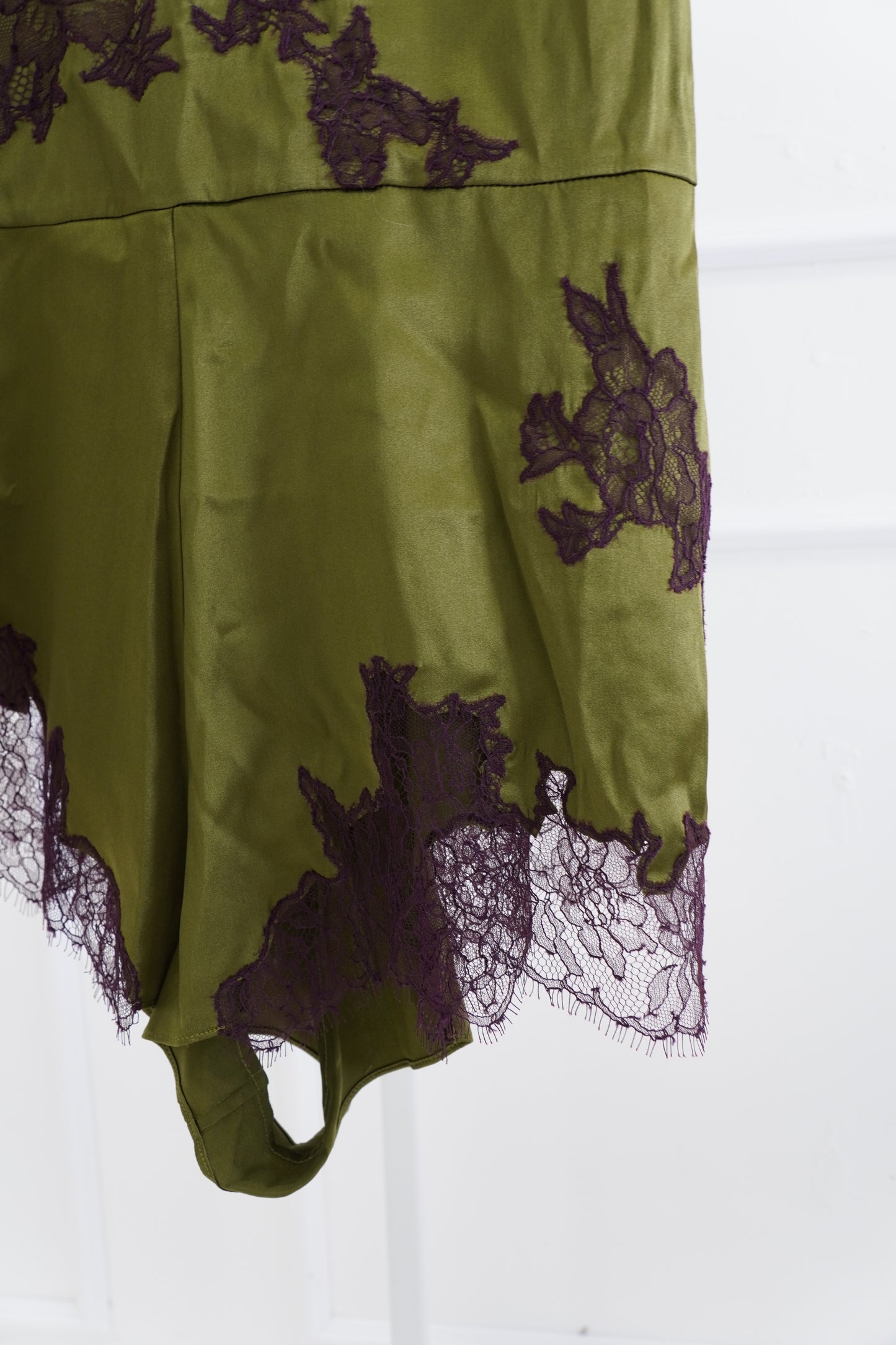 Agent Provocateur Christi Teddy in Green Silk Satin