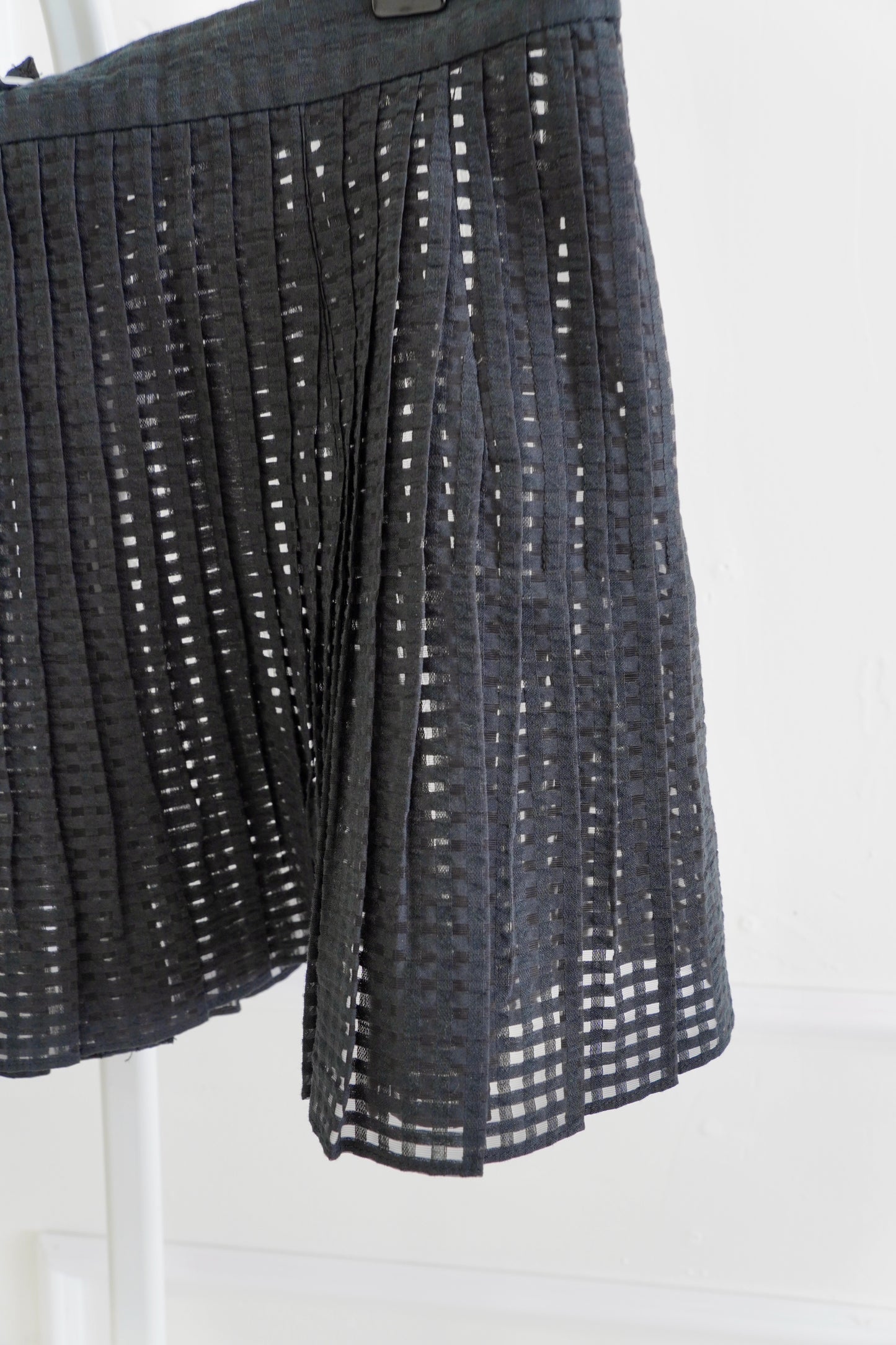Sheer Akris Pleated Mini Skirt