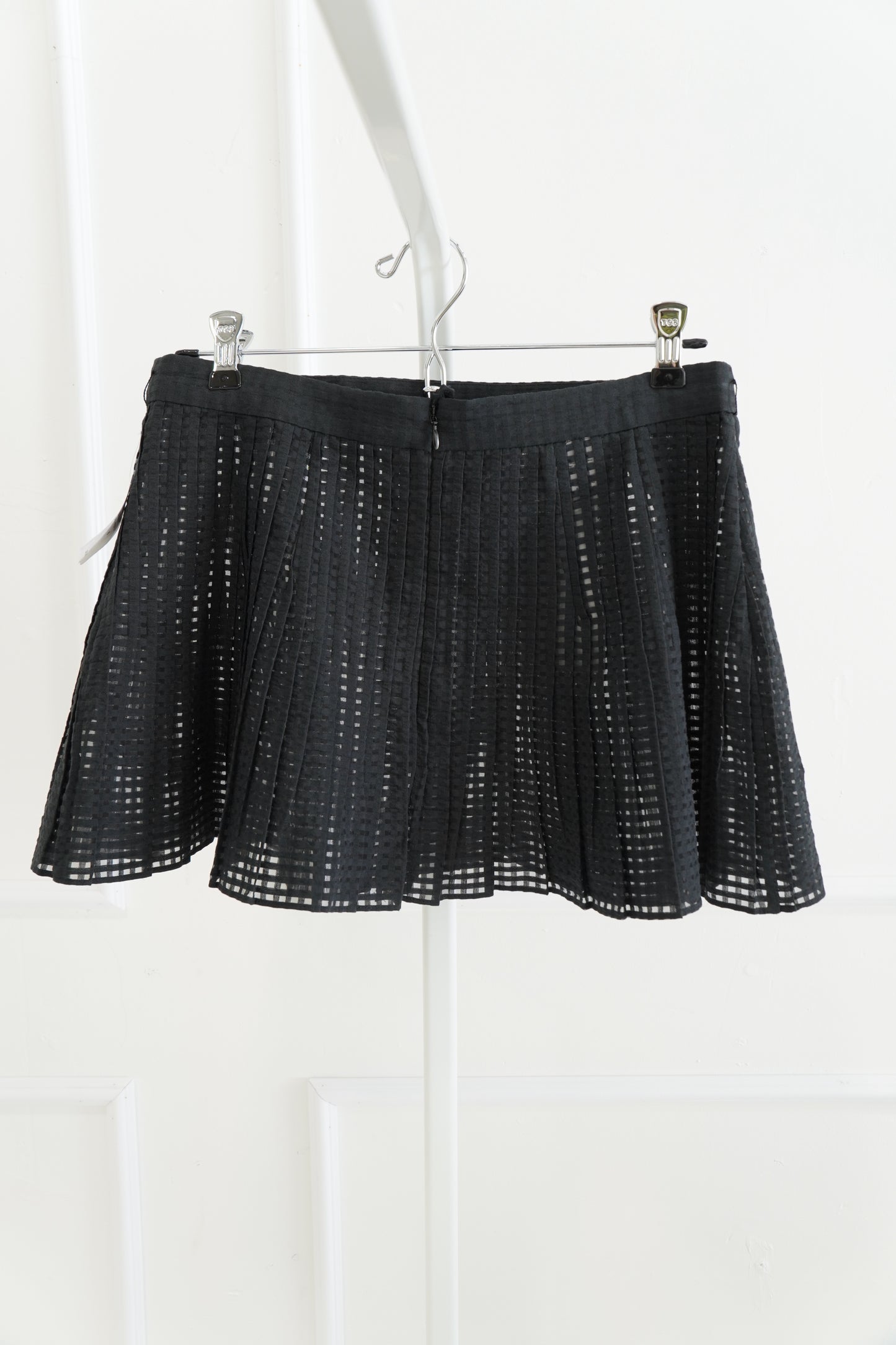 Sheer Akris Pleated Mini Skirt