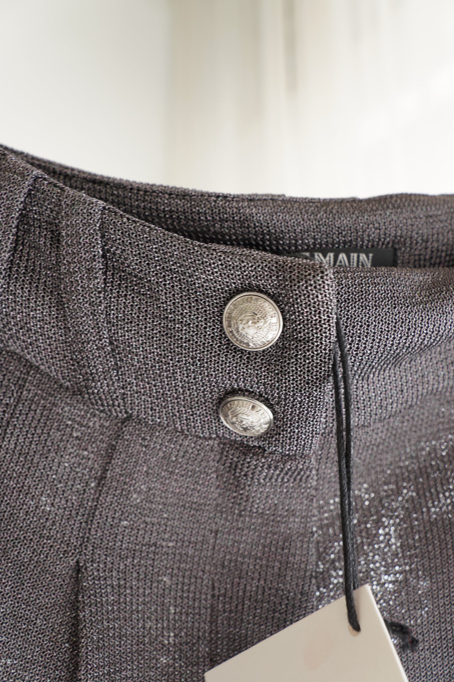 Balmain Sheer Metallic Knit Pants with Tags