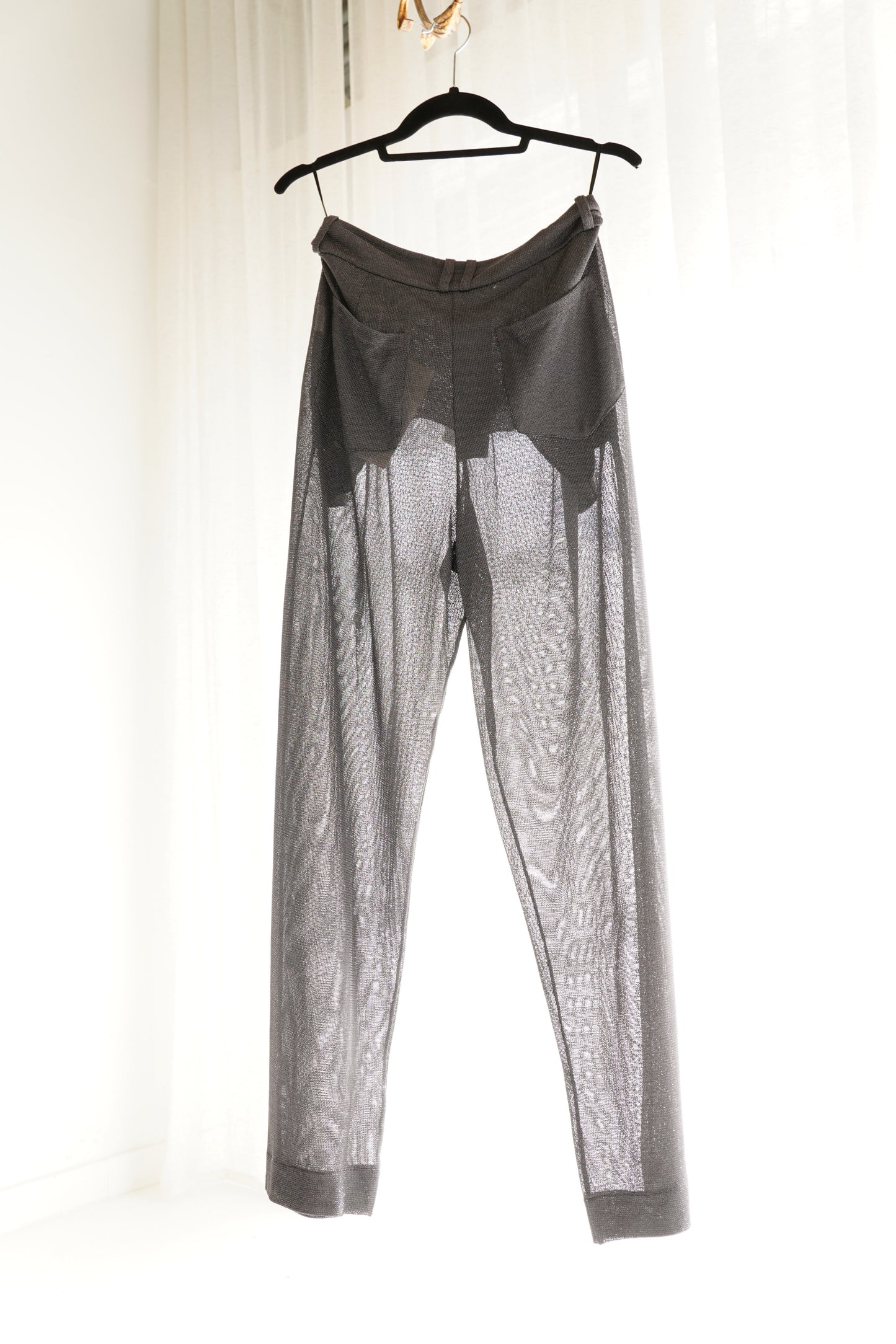 Balmain Sheer Metallic Knit Pants with Tags
