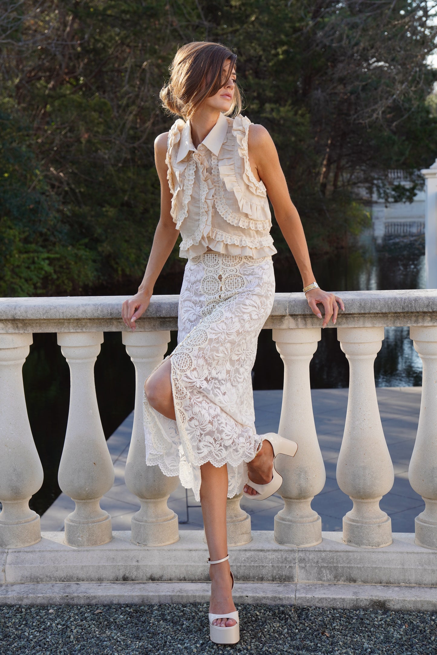 Paco Rabanne Lace Midi Skirt
