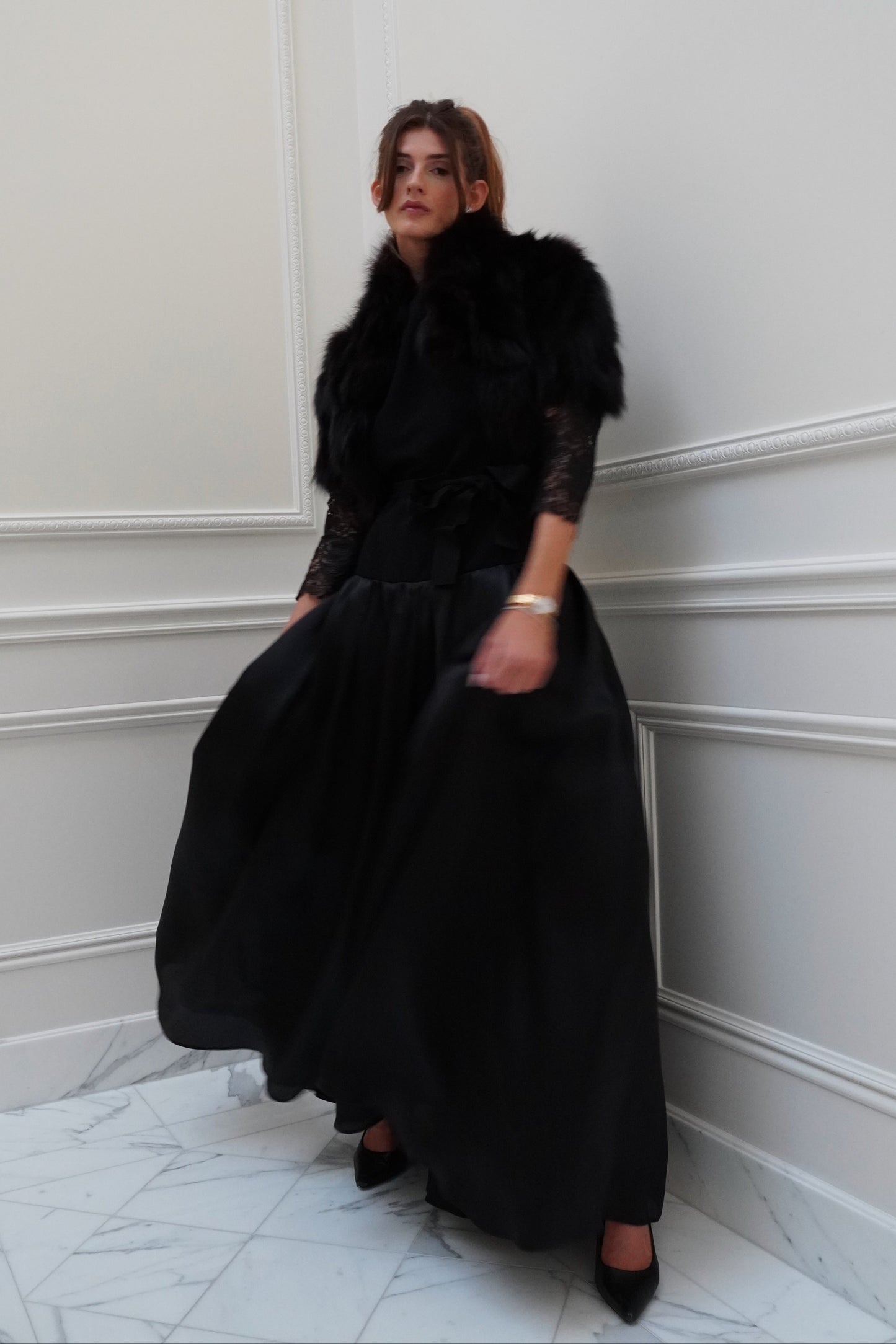 St. John Couture Bateau Neckline Drop Waist Gown