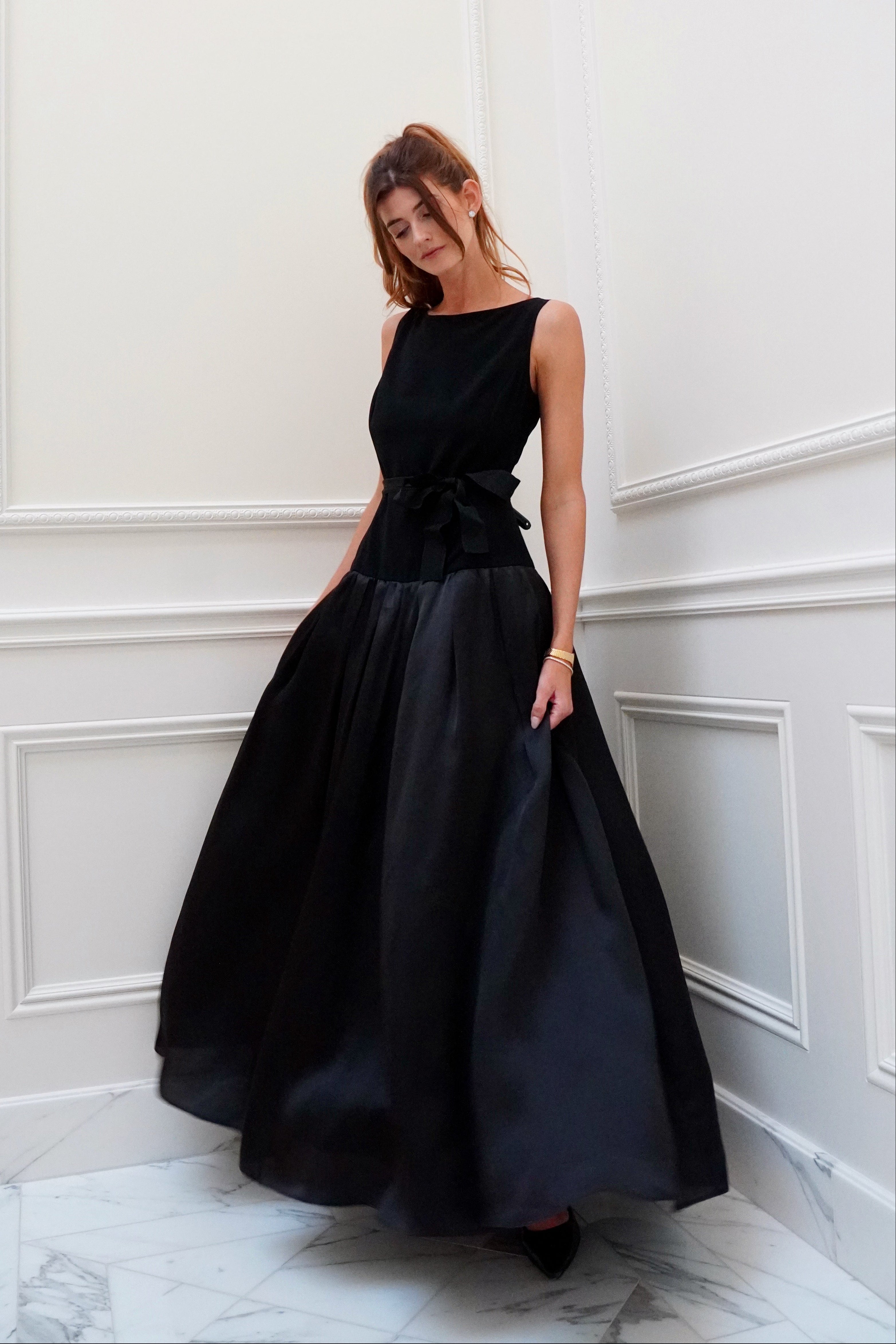 St. John Couture Bateau Neckline Drop Waist Gown