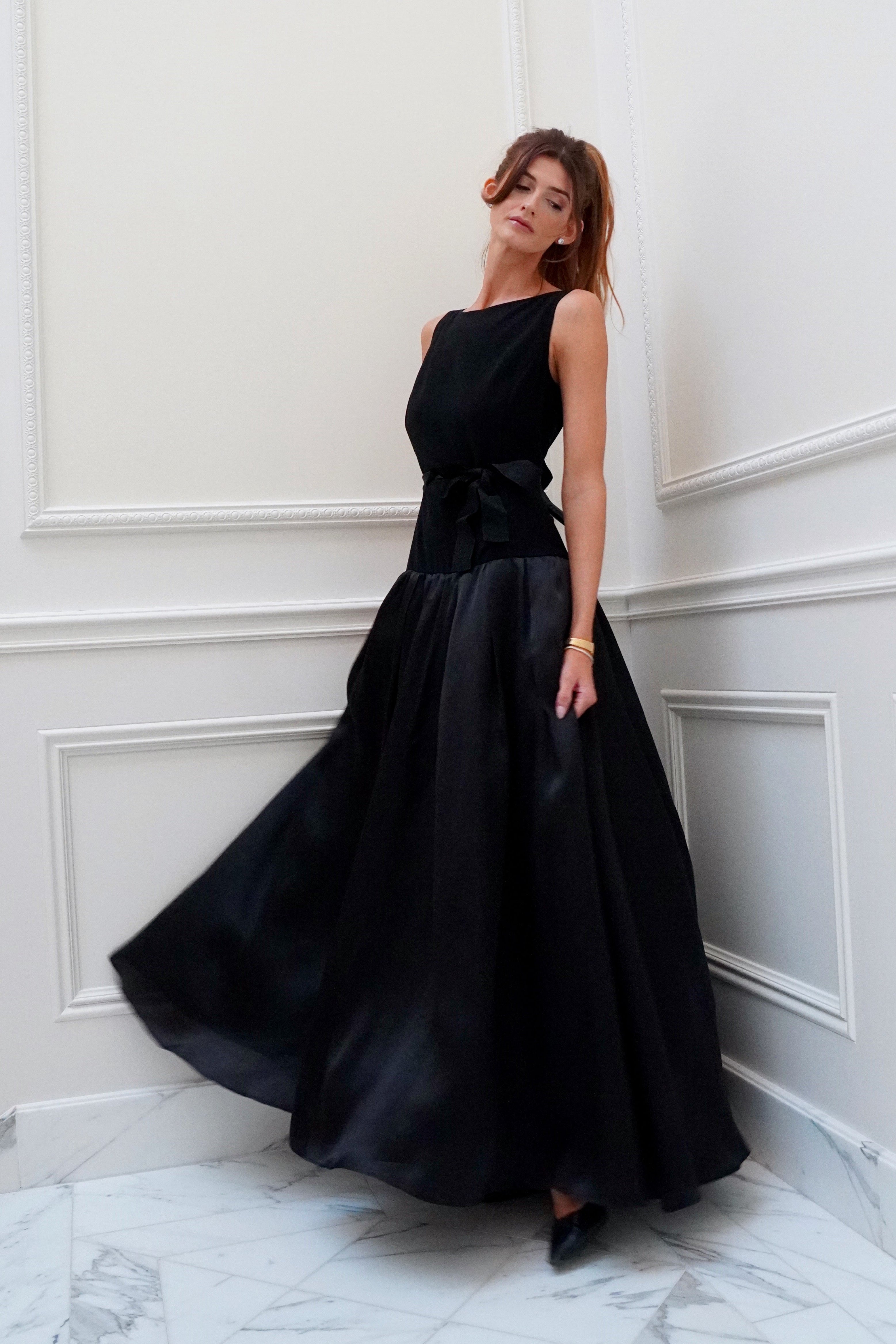 St. John Couture Bateau Neckline Drop Waist Gown