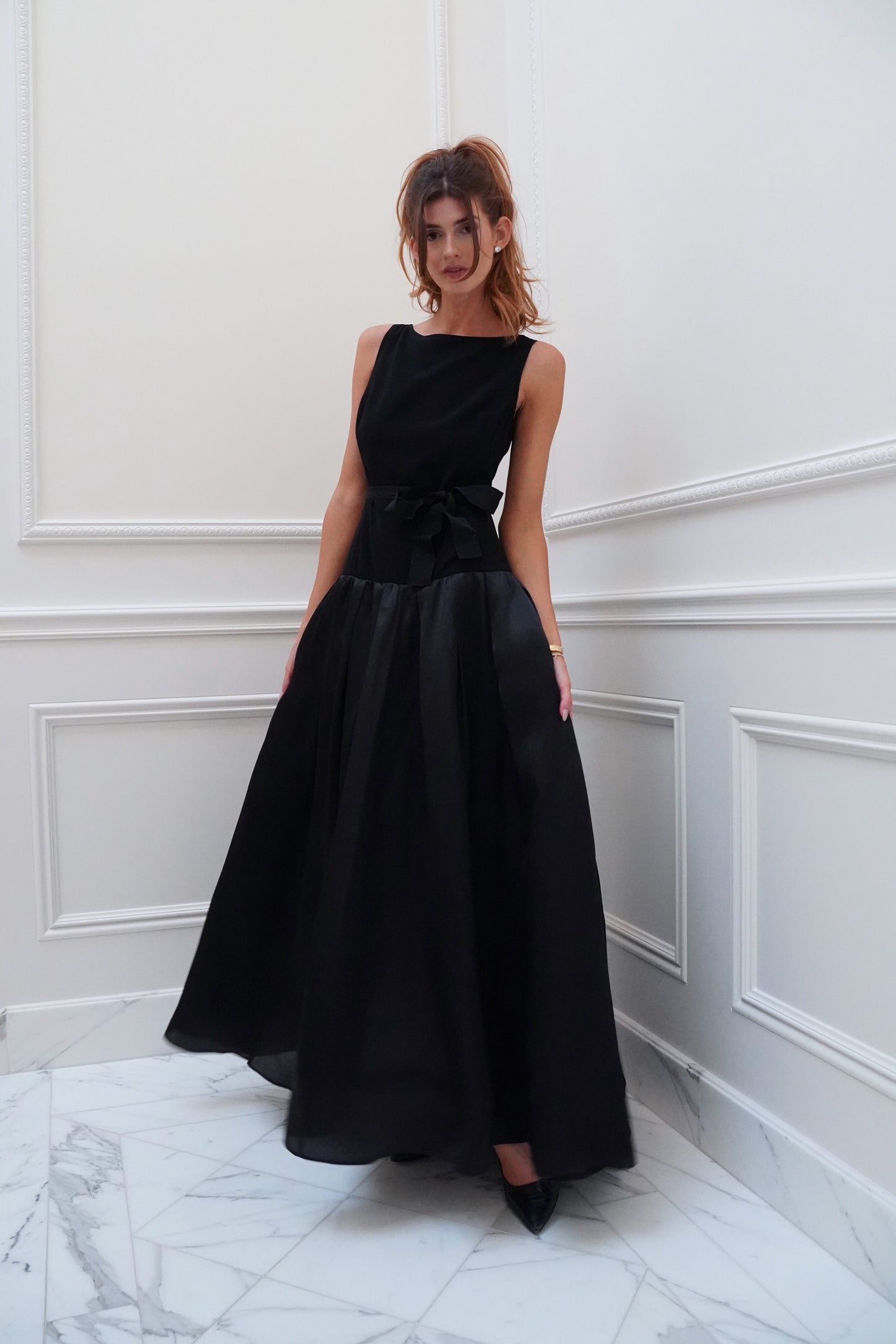 St. John Couture Bateau Neckline Drop Waist Gown