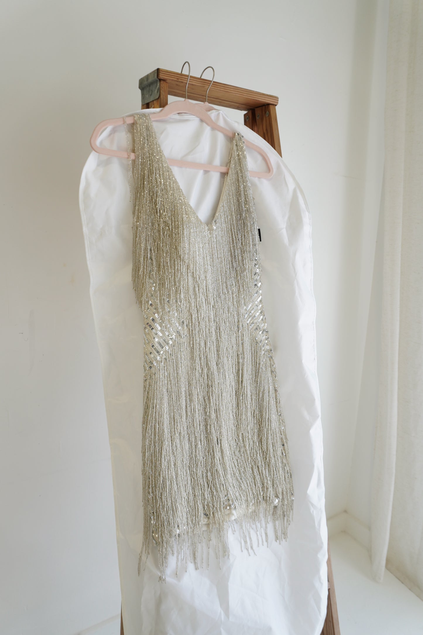 Nadine Merabi 'Sadie' Beaded Fringe Mini Dress, Size S