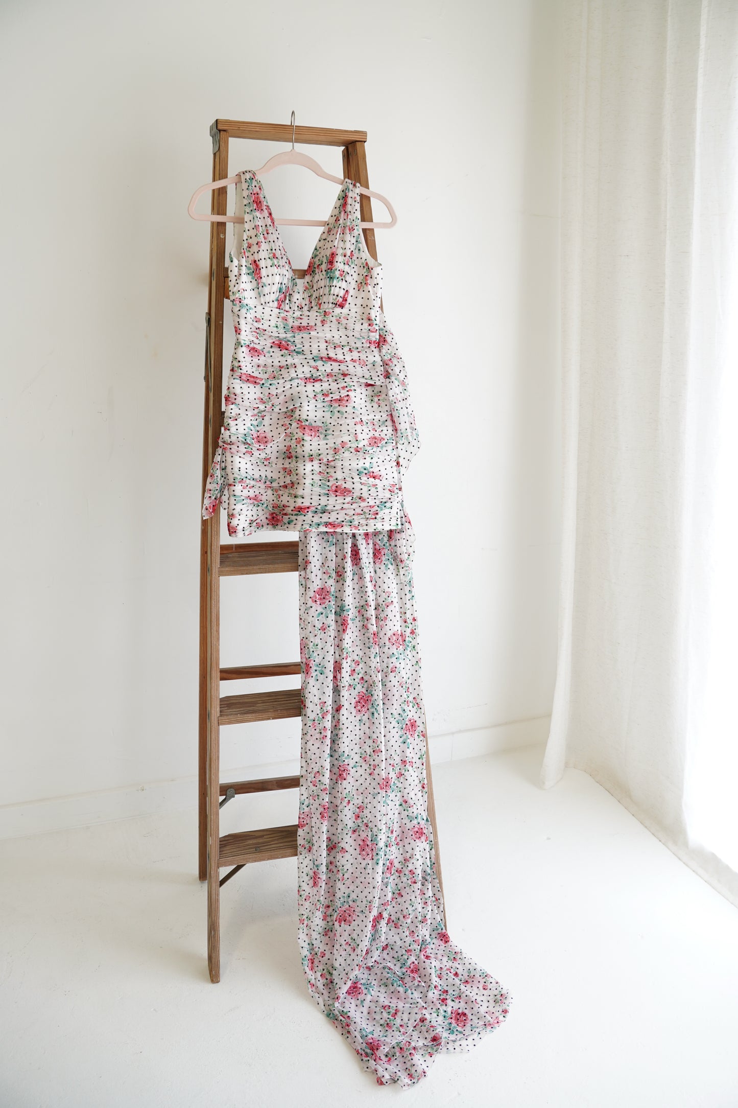 Philosophy di Lorenzo Serafini Floral Mini Dress with Train, Size XS