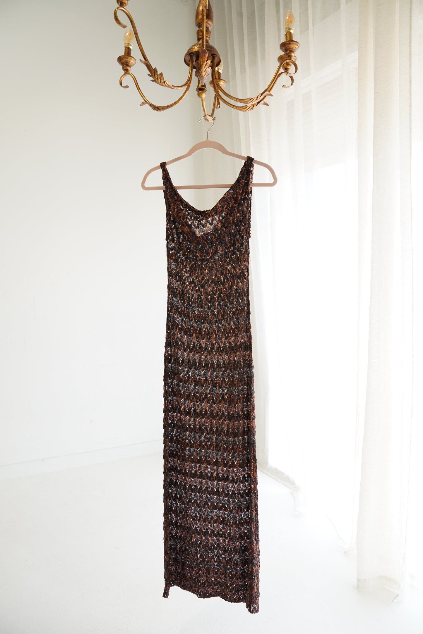 Missoni Metallic Open-Knit Maxi Dress, Size Small
