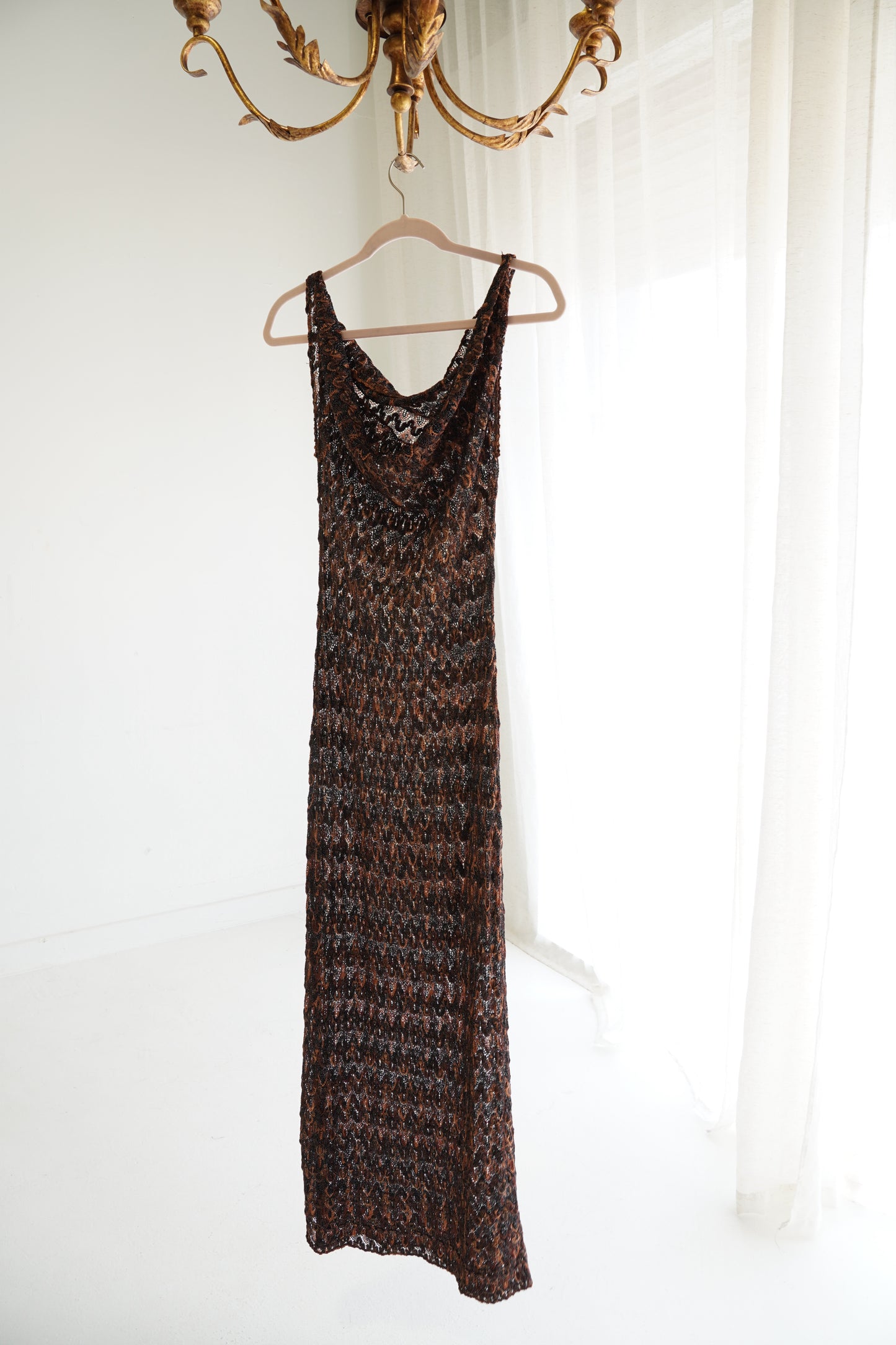 Missoni Metallic Open-Knit Maxi Dress, Size Small