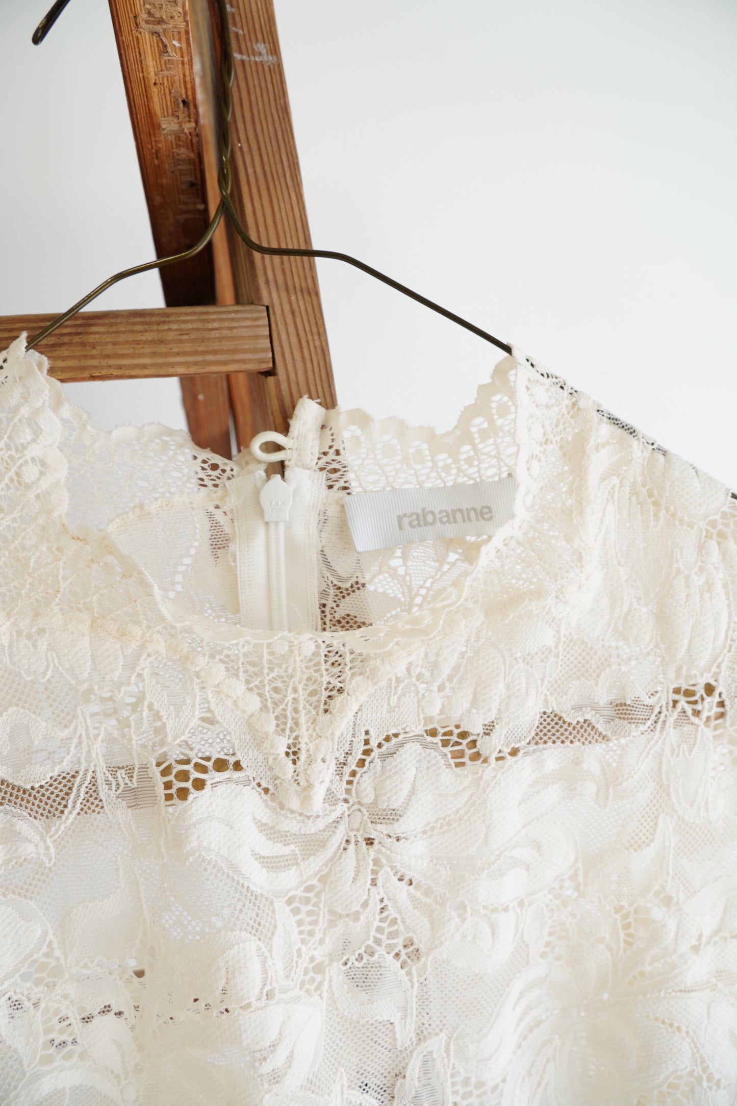 Rabanne Long Sleeve Lace Crop Top, Size XS