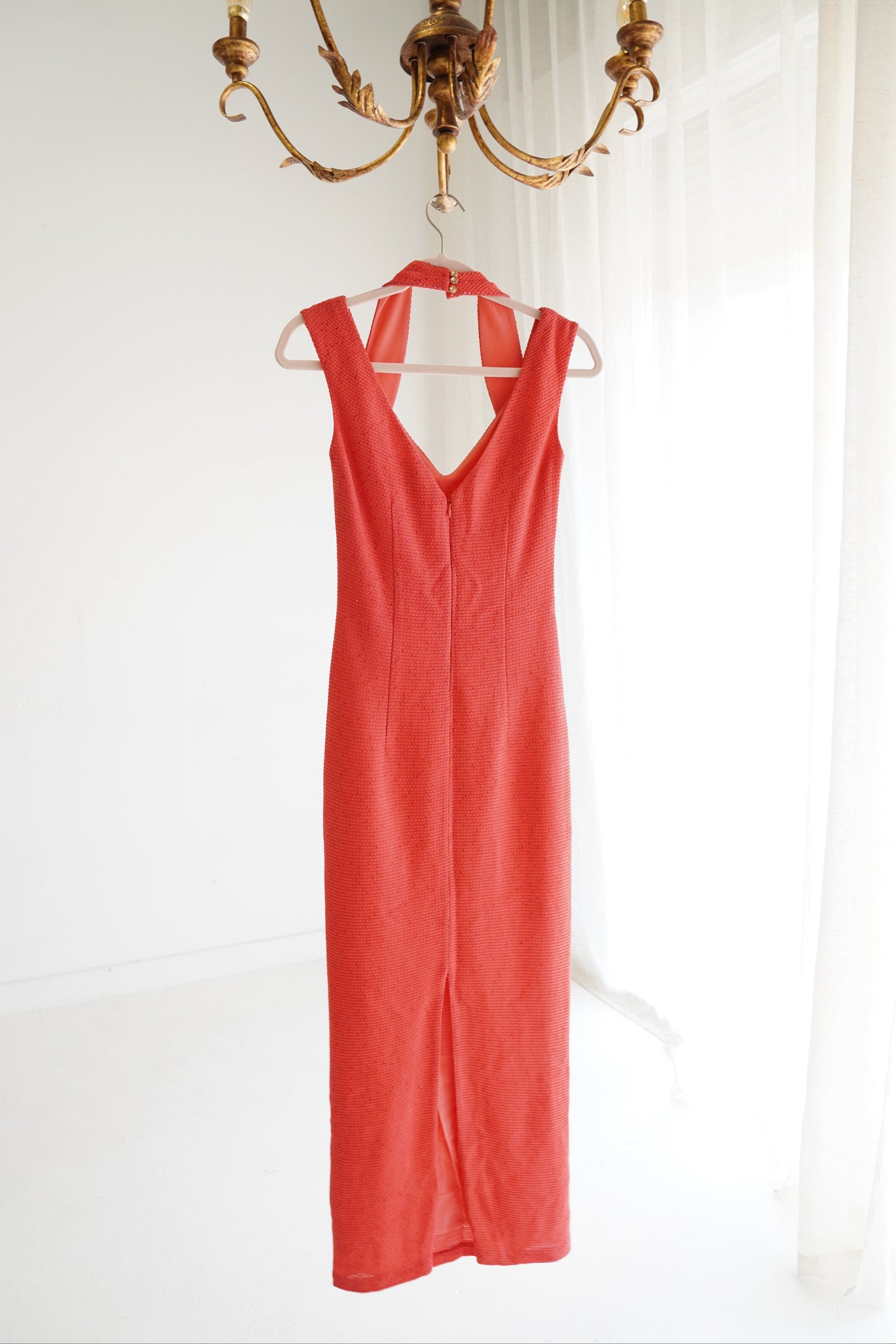 St. John Red Embellished Knit Evening Gown, Size XS