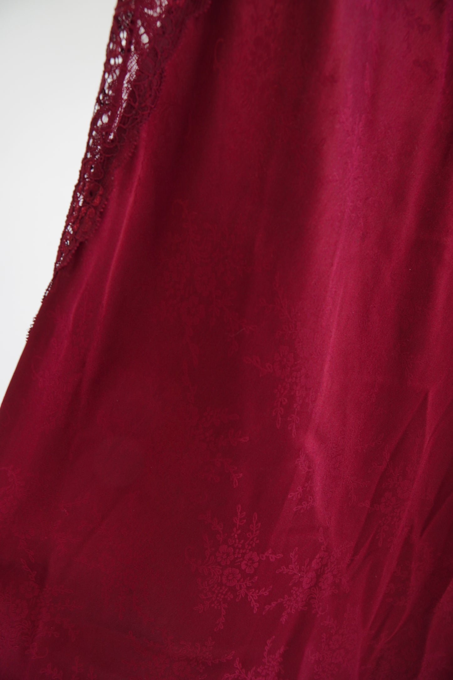 Jonquil by Diane Samandi Burgundy Slip Dress with Lace, Size XS