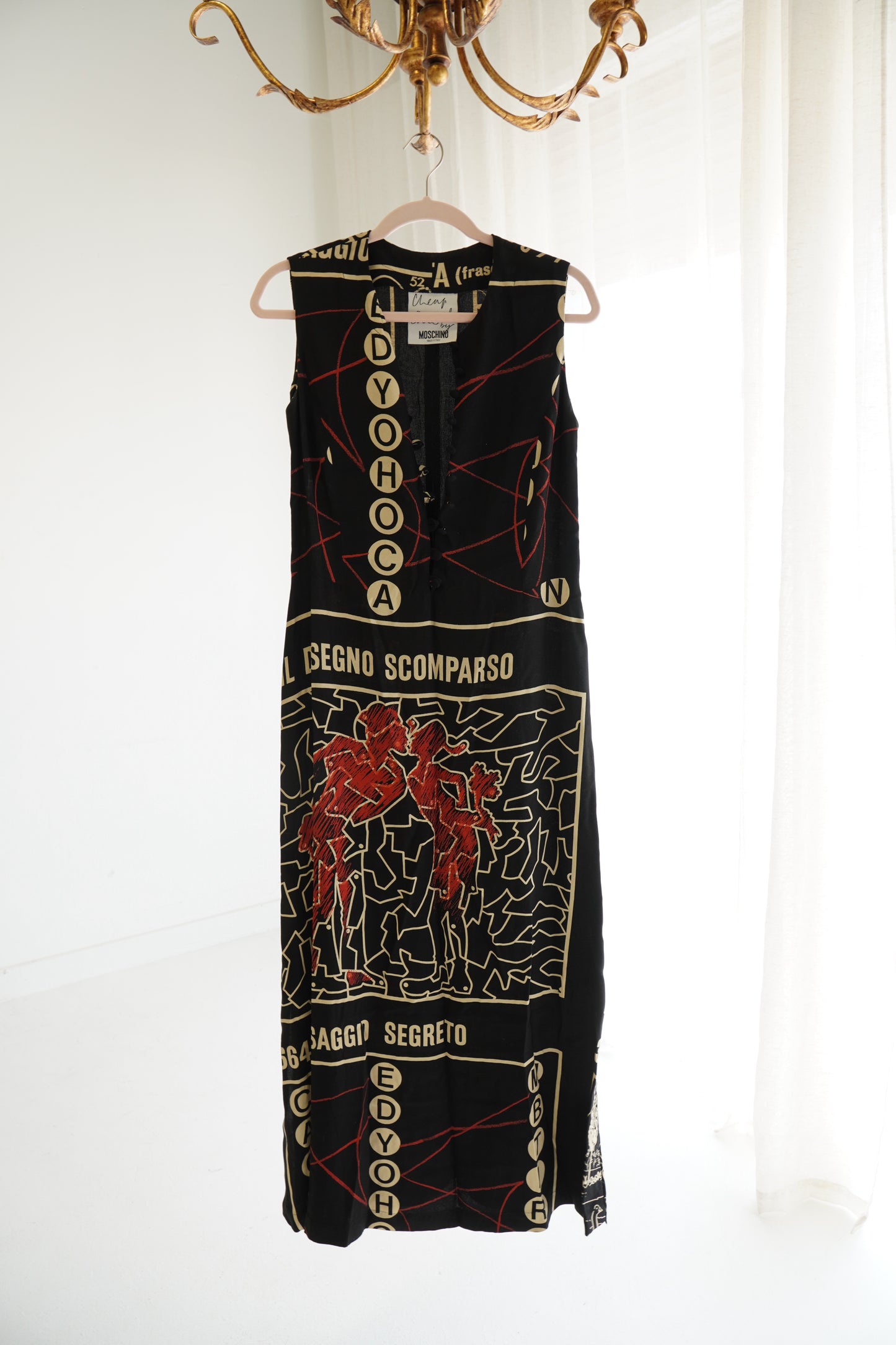 Vintage 1990s Moschino Cheap and Chic “Disegno Scomparso” Graphic Print Dress, Size M