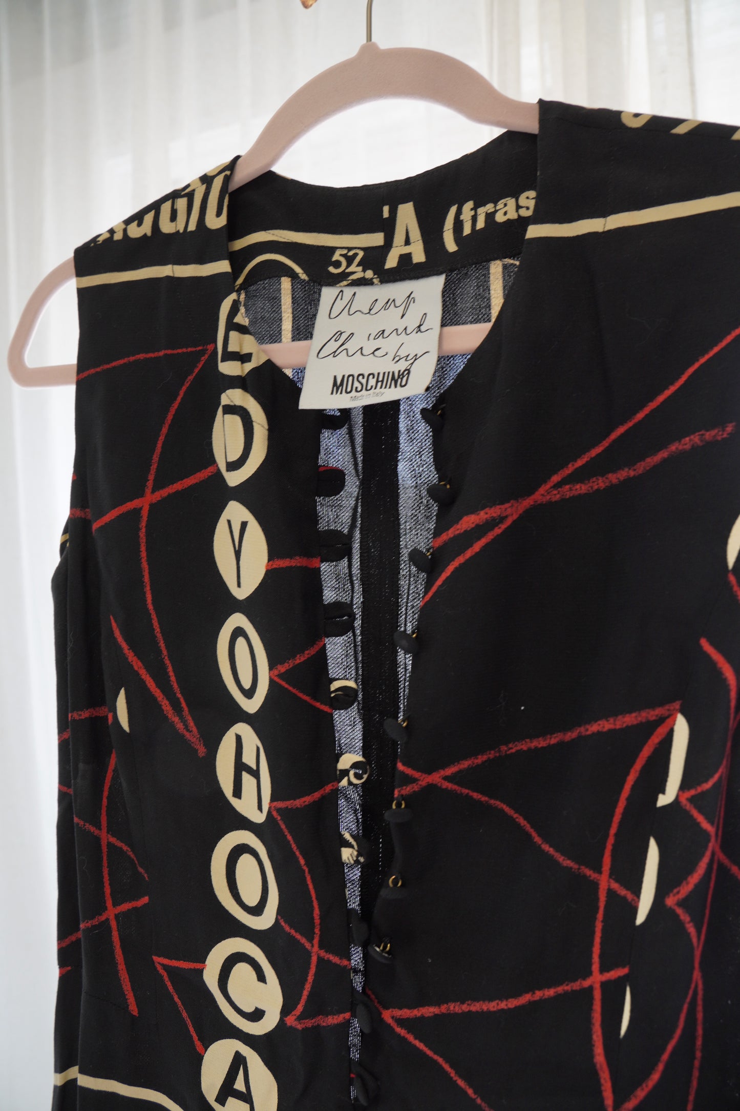 Vintage 1990s Moschino Cheap and Chic “Disegno Scomparso” Graphic Print Dress, Size M