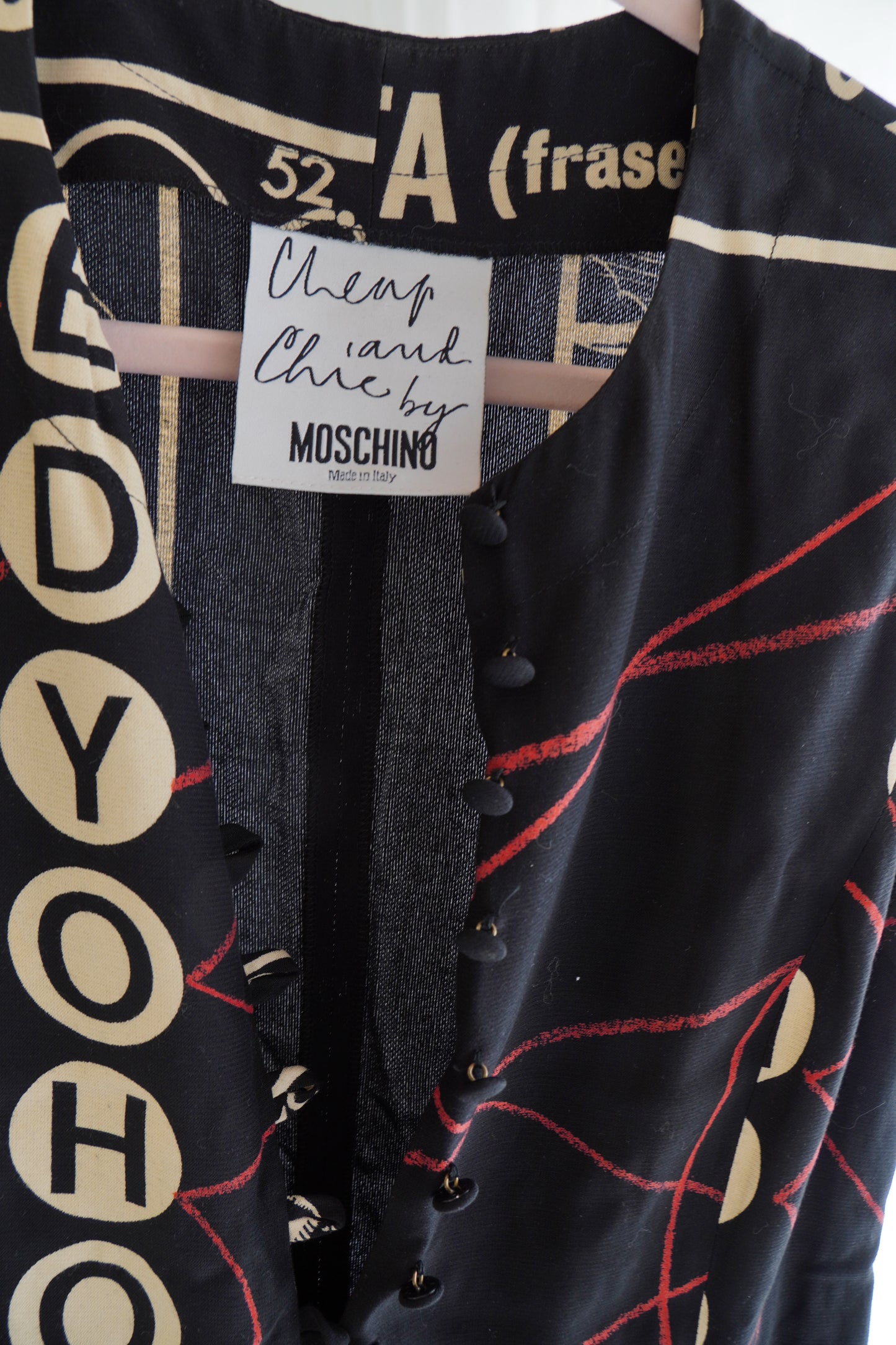 Vintage 1990s Moschino Cheap and Chic “Disegno Scomparso” Graphic Print Dress, Size M