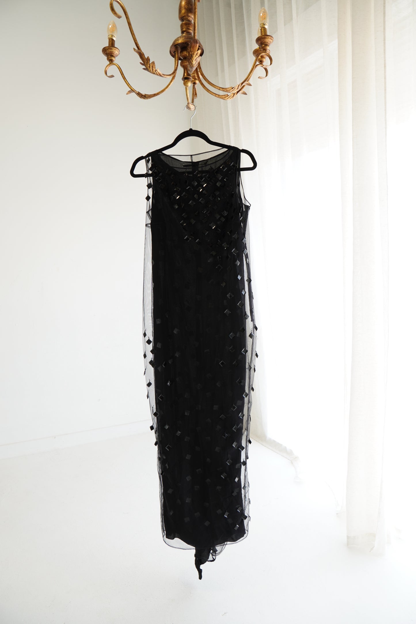 Vintage Gianfranco Ferré Black Embellished Evening Gown, Size Small