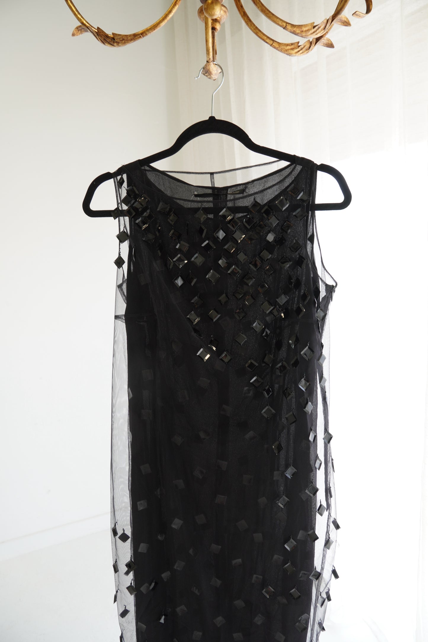 Vintage Gianfranco Ferré Black Embellished Evening Gown, Size Small